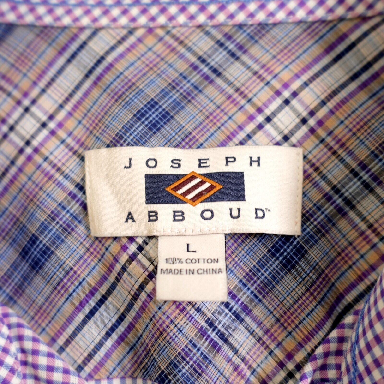 Joseph Abboud Joseph Abboud Pink Blue Check Large Collared Dress Shirt Lo Size US L / EU 52-54 / 3 - 8 Thumbnail