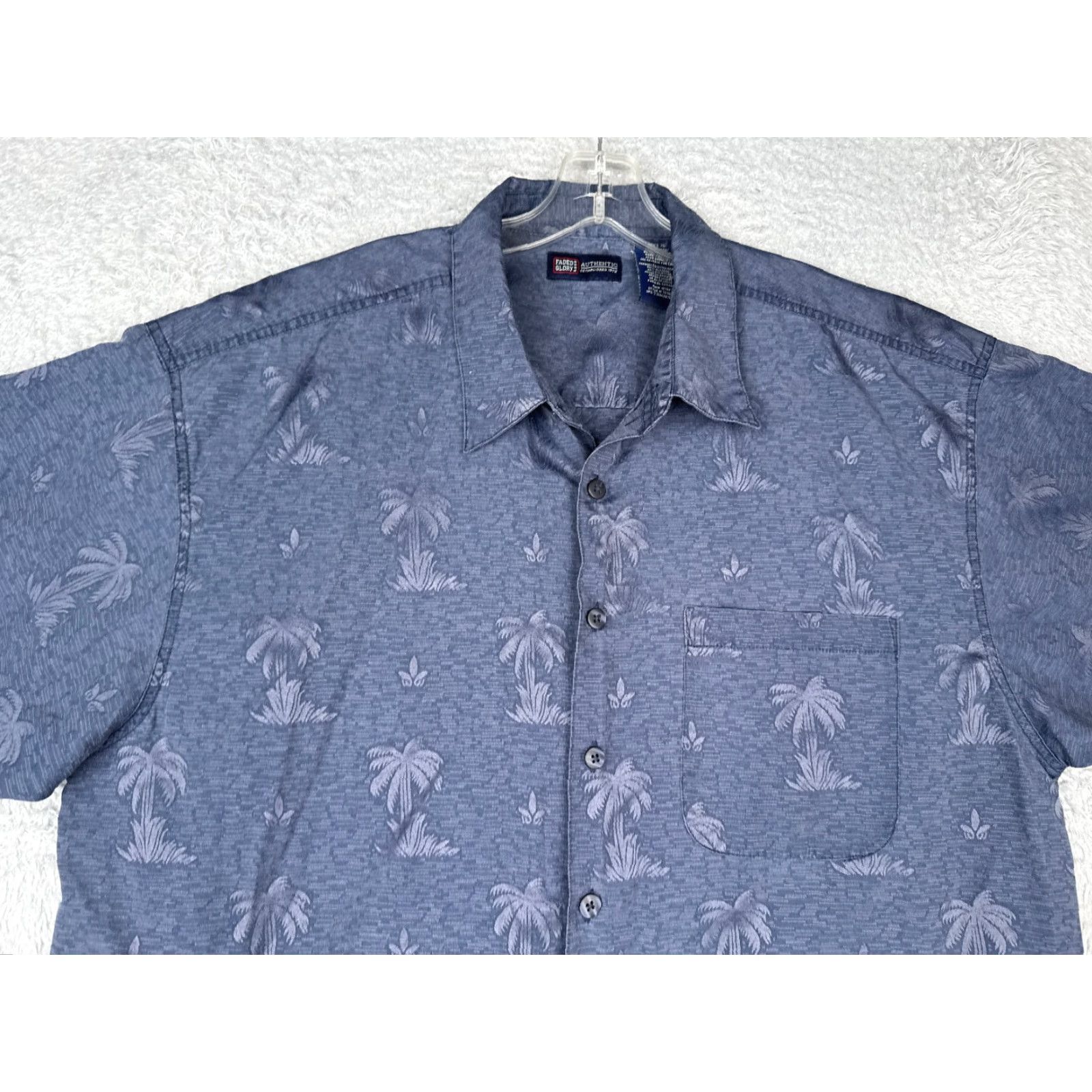 Faded Glory Faded Glory Shirt Men XL Beige Palm Tree Hawaiian Pocket Aloha Beach Vacation Resort Floral Size US XL / EU 56 / 4 - 4 Thumbnail