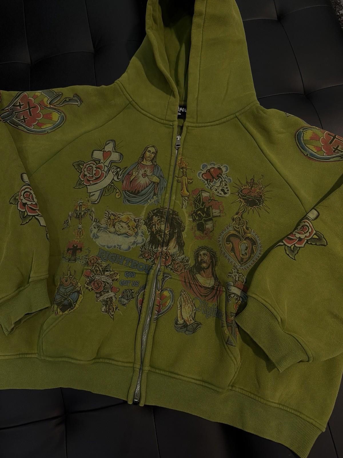 Other XL- We Are Righteous Green Zip Up Jesus Hoodie Size US XL / EU 56 / 4 - 4 Thumbnail