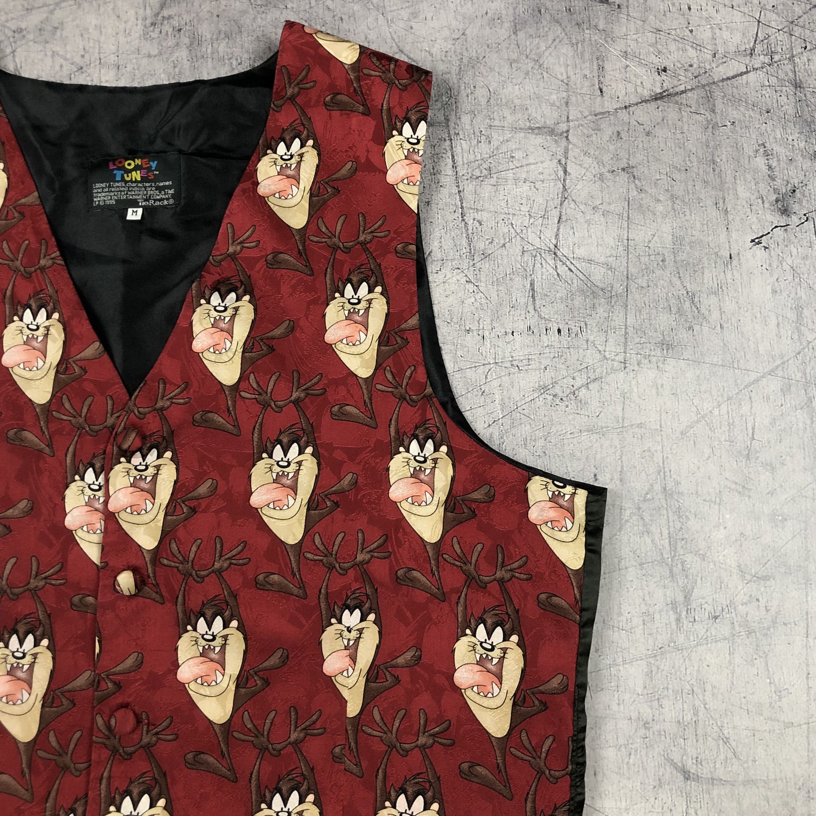 Cartoon Network 1995 Taz Tasmania Devil Looney Tunes Silk Vest Size US M / EU 48-50 / 2 - 3 Thumbnail