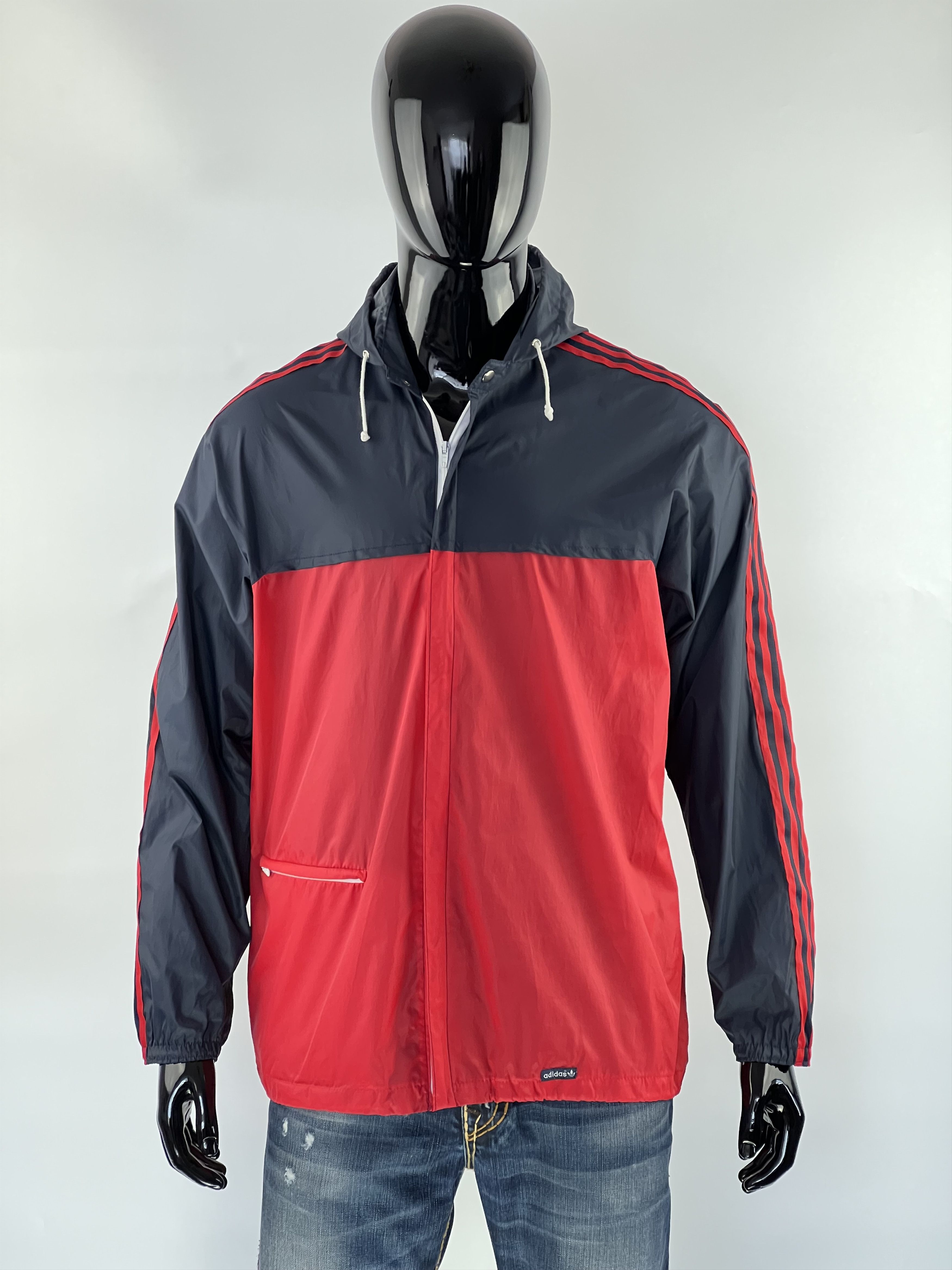 Adidas × Vintage 80s Vintage Adidas Full Zip Hooded Nylon Jacket Size S/M Size US M / EU 48-50 / 2 - 1 Thumbnail