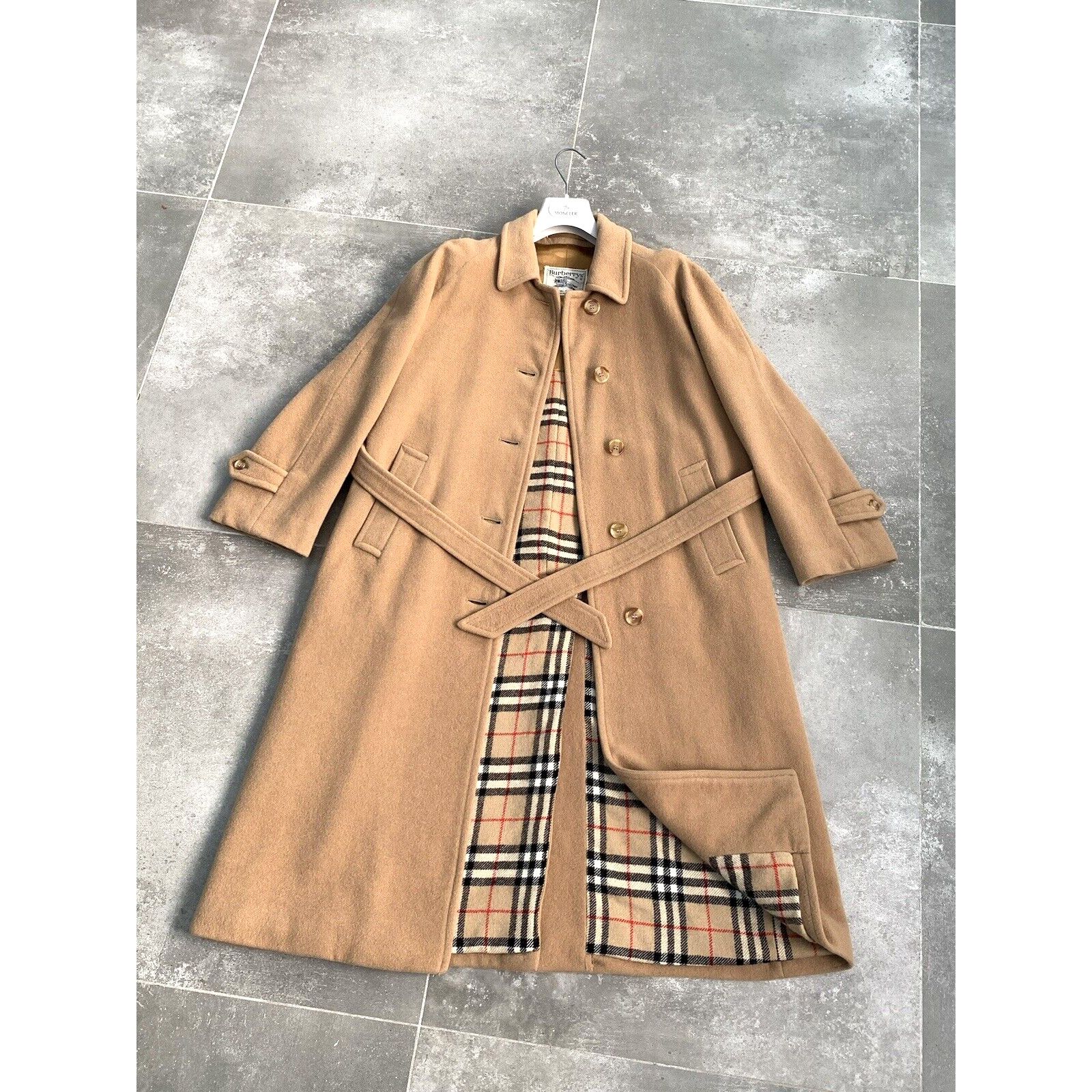 Women's BURBERRYS CAMEL HAIR Wool Trench Coat Jacket UK 12 M