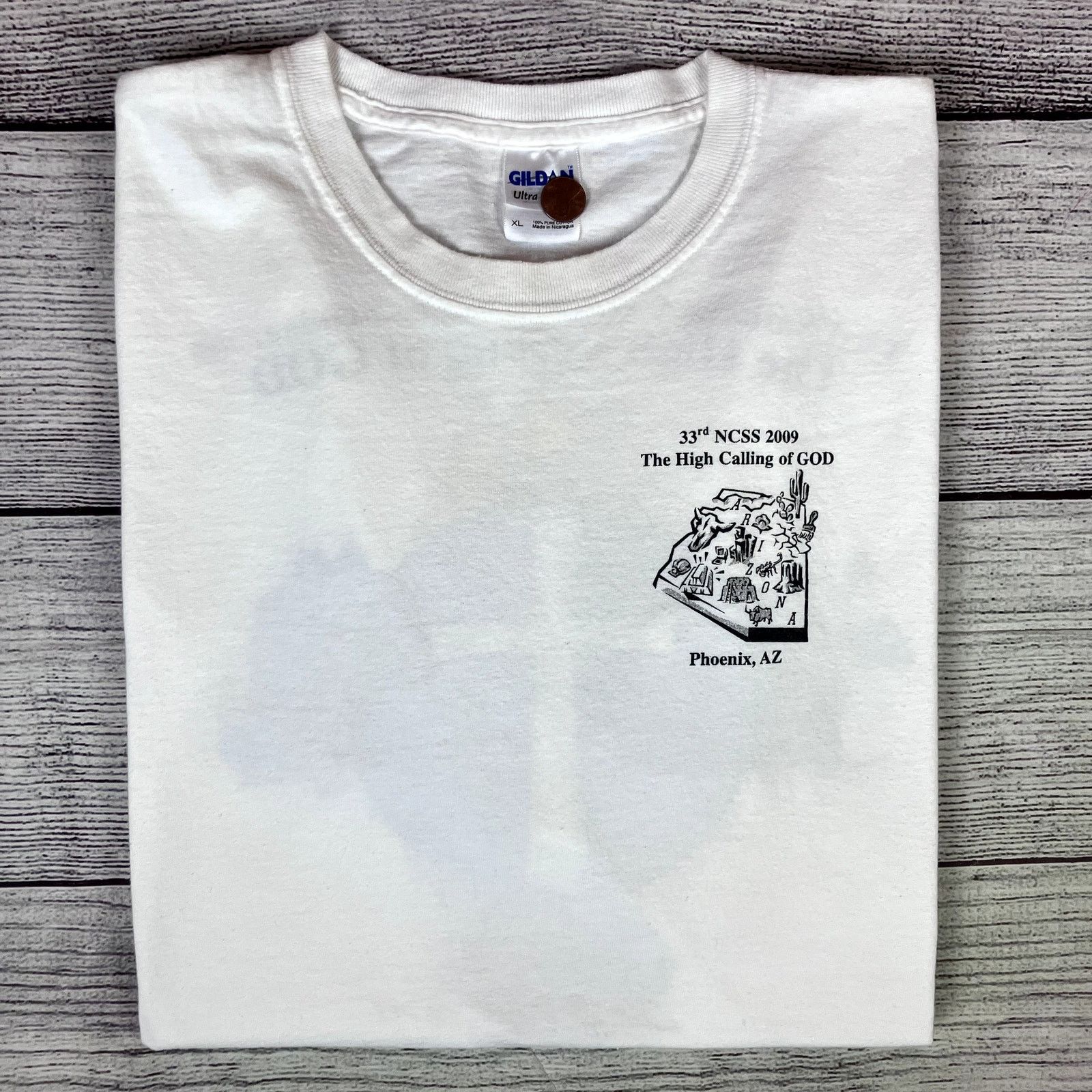 Gildan × Vintage 2009 Christian Singles "The High Calling Of God" T-shirt Size US XL / EU 56 / 4 - 2 Thumbnail