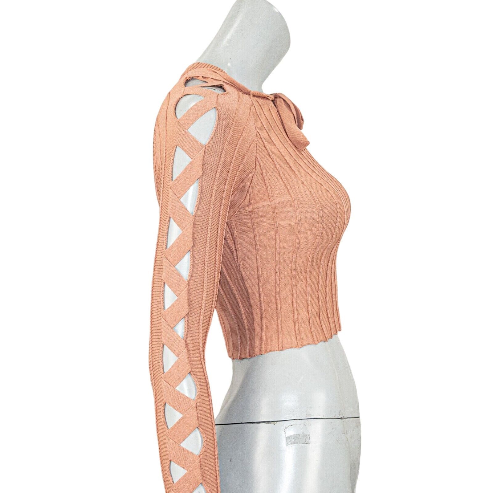 For Love & Lemons Knitz For Love & Lemons Ribbed Crop Top open lace sleeves Size L / US 10 / IT 46 - 12 Thumbnail