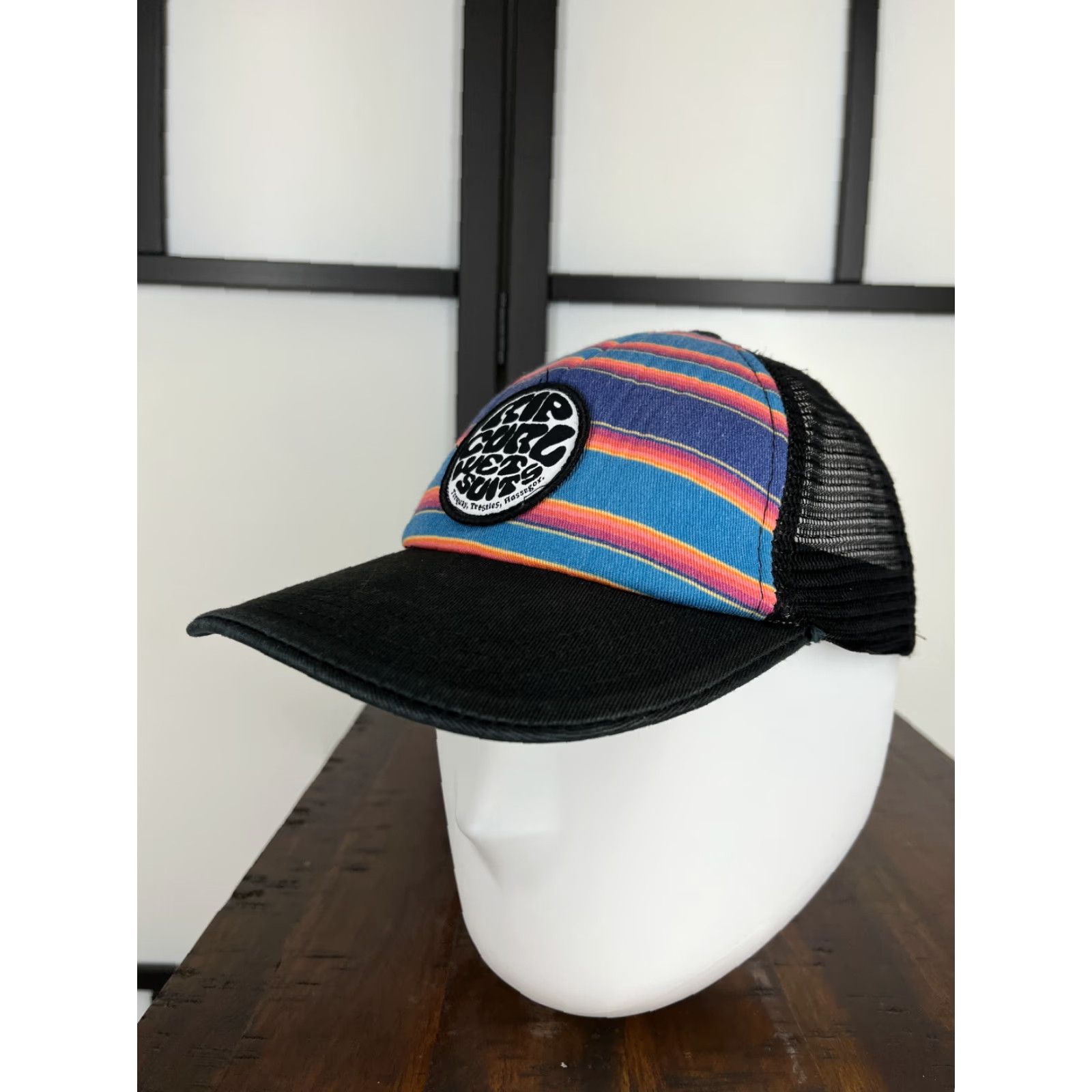Rip Curl Rip Curl Hat Striped Blue Stripe Black Adult One Size Trucker Men Size 44L - 4 Thumbnail