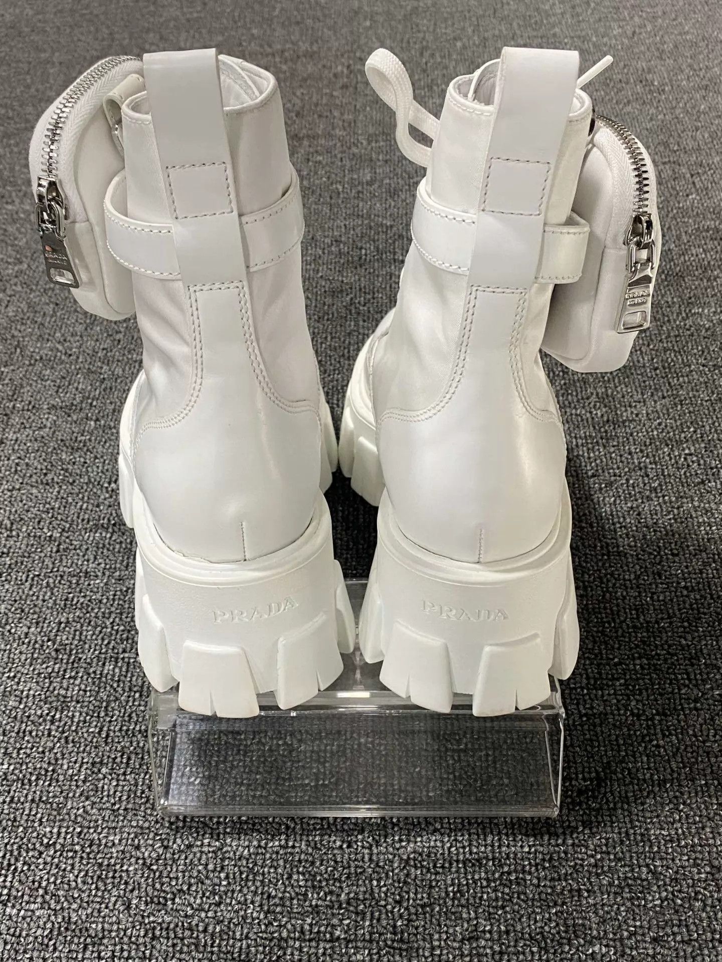 Prada PRADA white wallet triangle logo boots 37 Size US 6.5 / IT 36.5 - 5 Thumbnail