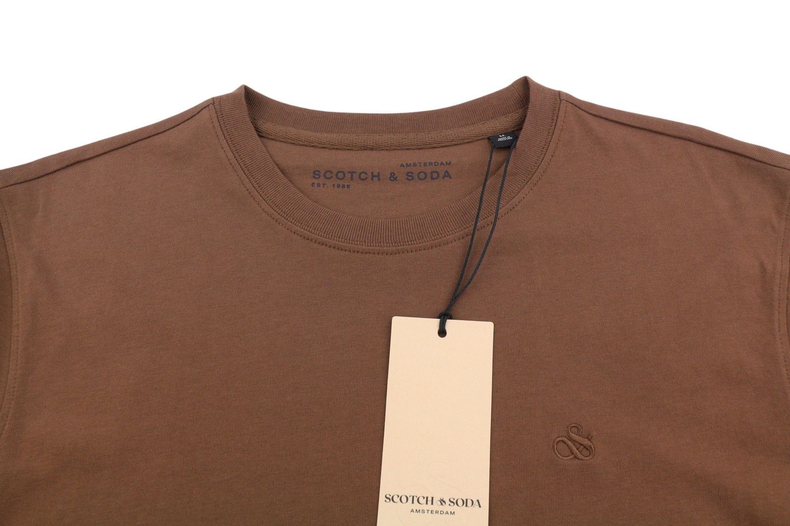 Scotch & Soda M Brown Embroidered Logo Crew Tricot Short Sleeve 91044 Size US M / EU 48-50 / 2 - 5 Thumbnail