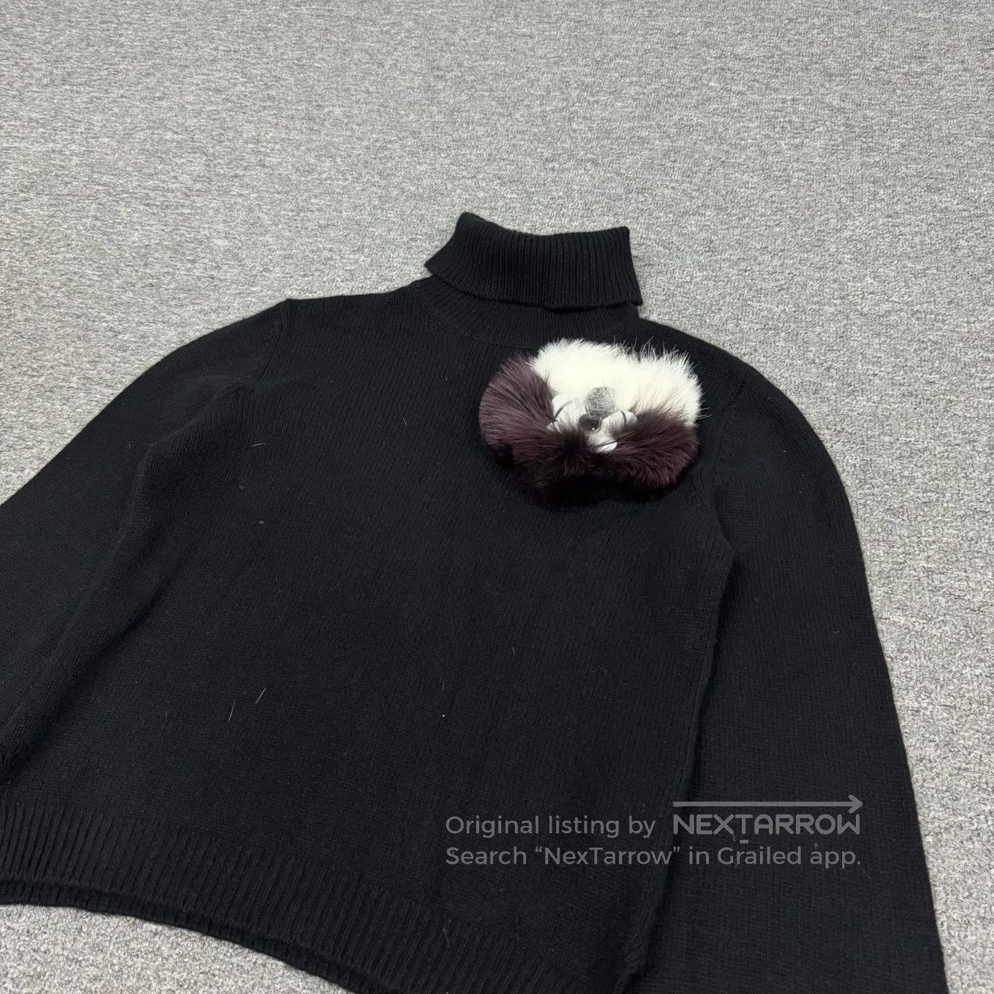 Fendi FENDI Fox fur trim, high collar, bat sleeves, cashmere swe Size L / US 10 / IT 46 - 3 Thumbnail