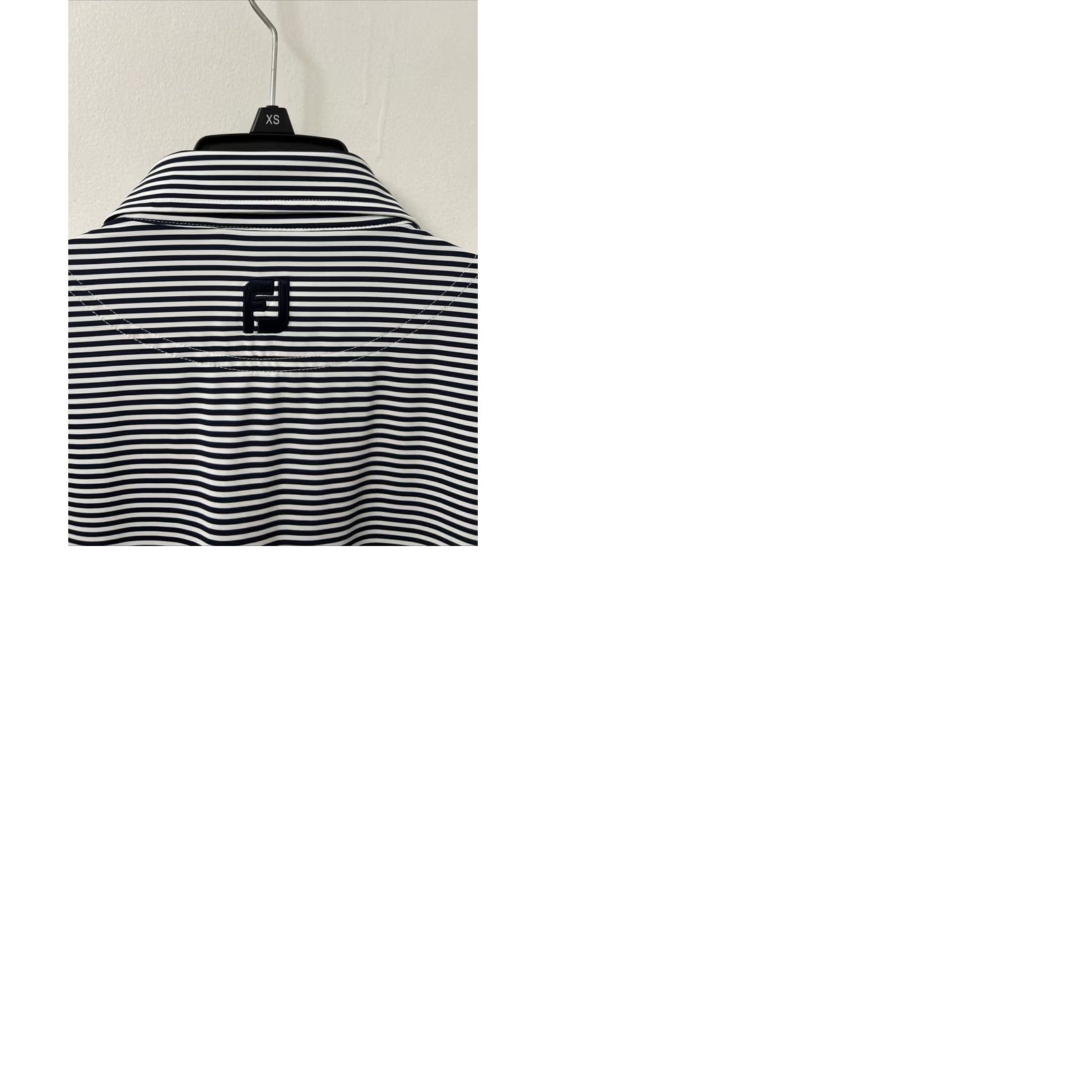 Footjoy FootJoy Polo Shirt Mens L White Blue Striped Golf Performance Short Sleeve Shirt Geometry Logo Size US L / EU 52-54 / 3 - 9 Thumbnail