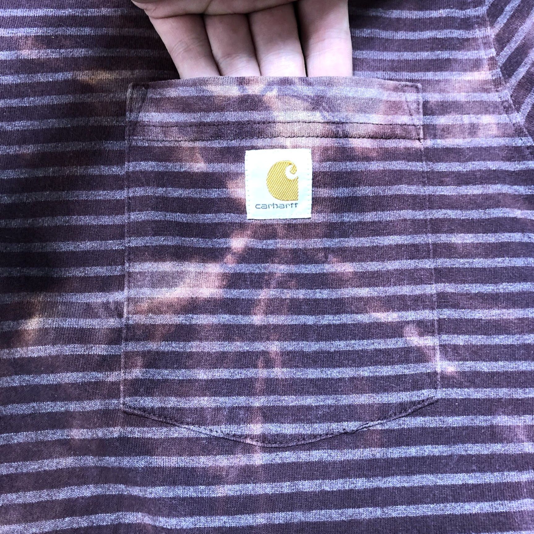 Carhartt Carhartt Shirt Women L Burgundy Tie Dye Acid Wash Striped Crew Neck Short Sleeve Multicolor T-Shirt 80s Marine Outdoor Basic Regular Size L / US 10 / IT 46 - 3 Thumbnail