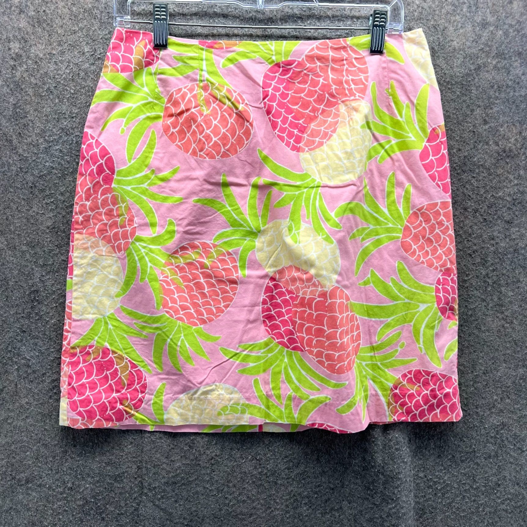 Lilly Pulitzer VINTAGE Lilly Pulitzer Skirt Womens 10 Pink Green Pineapple Print Cotton Pencil Regular Short Women Mens Size 32" / US 10 / IT 46 - 2 Thumbnail