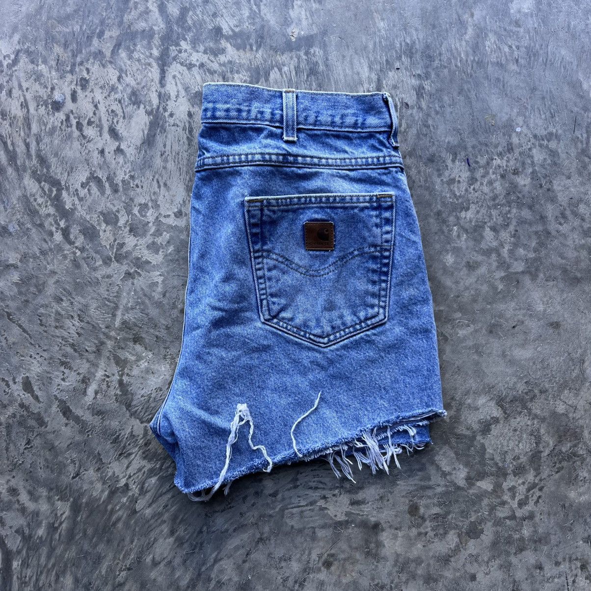 Vintage Crazy Vintage Carhartt Thrashed Jean Shorts Jorts 36" Blue Size US 36 / EU 52 - 3 Thumbnail