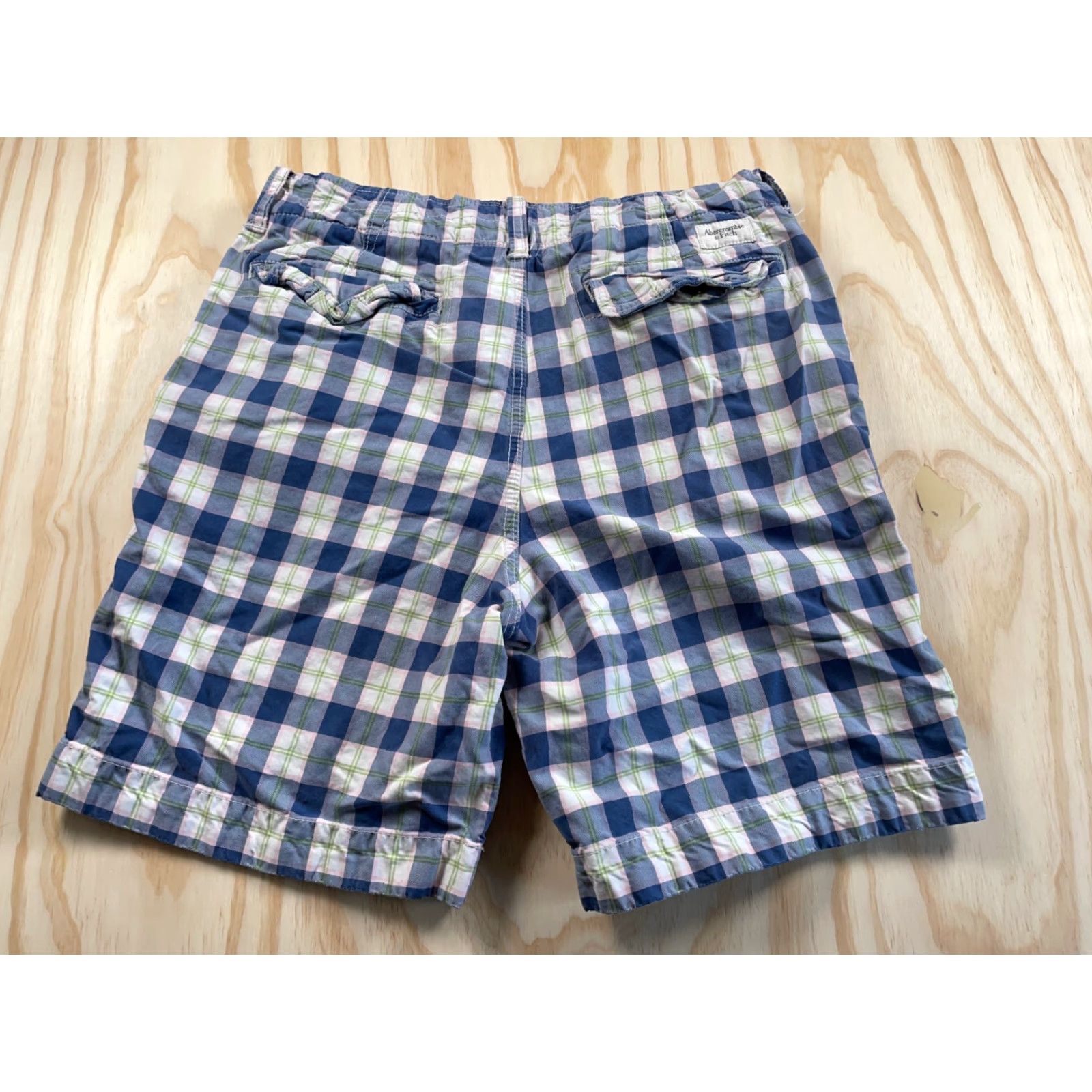 Abercrombie & Fitch VINTAGE Abercrombie & Fitch Plaid Shorts Men 34 9" Inseam Blue Pink Drawstring Flat Front Chino Casual 90s Mens Size US 36 / EU 52 - 2 Thumbnail