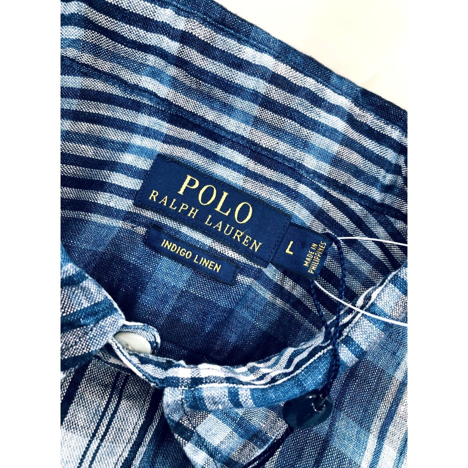 Polo Ralph Lauren POLO RALPH LAUREN - PLAID Shirt - Indigo Linen - Mens L - Blue - Button-Up - Long Sleeve - With Tags Size US L / EU 52-54 / 3 - 5 Thumbnail
