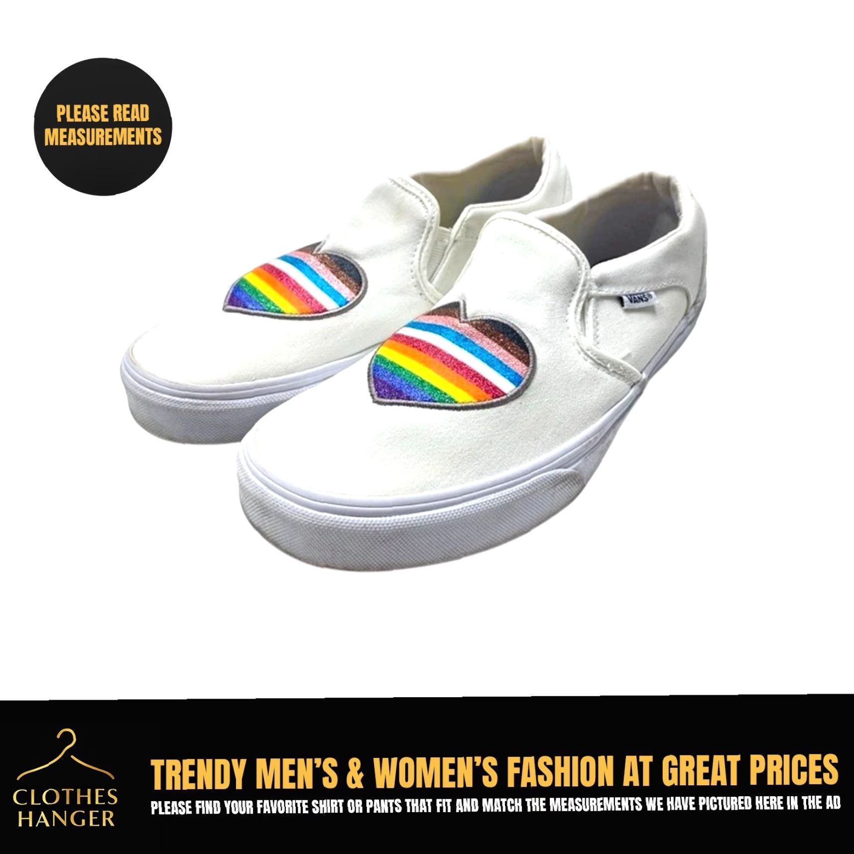 Vans Vans Asher Pride Womens Size 9.5 Rainbow Glitter Heart Slip On Low Top Sneakers Size M / US 6-8 / IT 42-44 - 2 Thumbnail