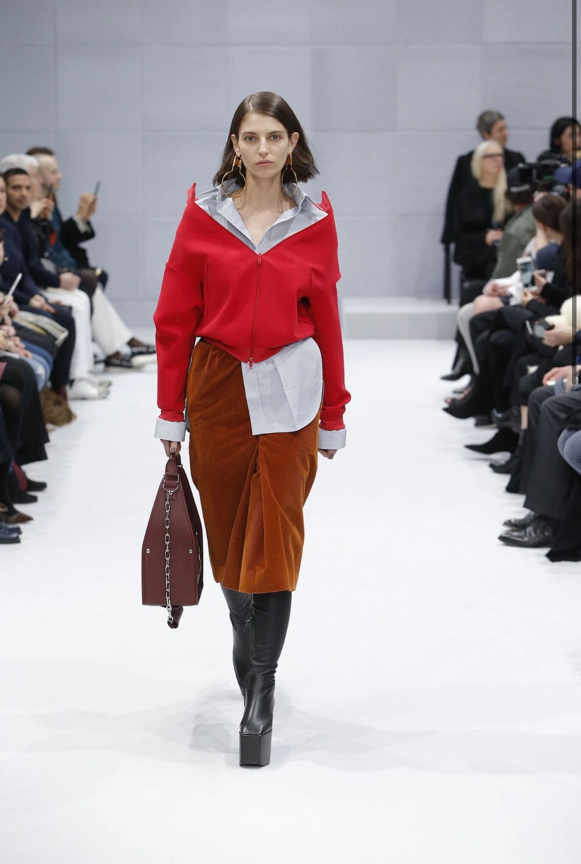 Balenciaga Balenciaga FW16 Asymmetric Red Zip Jacket – Runway Piece Size S / US 4 / IT 40 - 1 Thumbnail