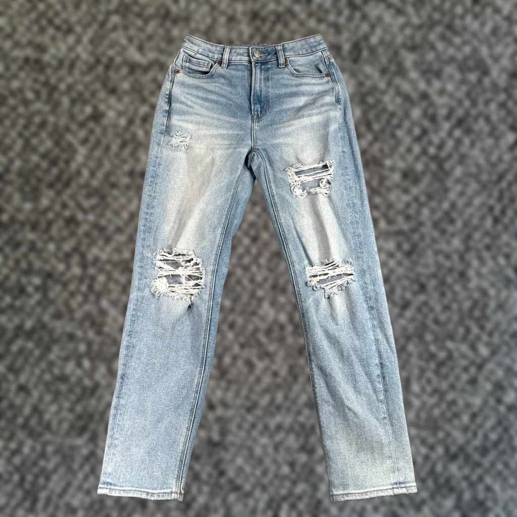 American Eagle Outfitters VINTAGE American Eagle Jeans Womens 0 Blue Denim Mom Straight High Rise Stretch Size 25" / US 0 / IT 36 - 1 Thumbnail