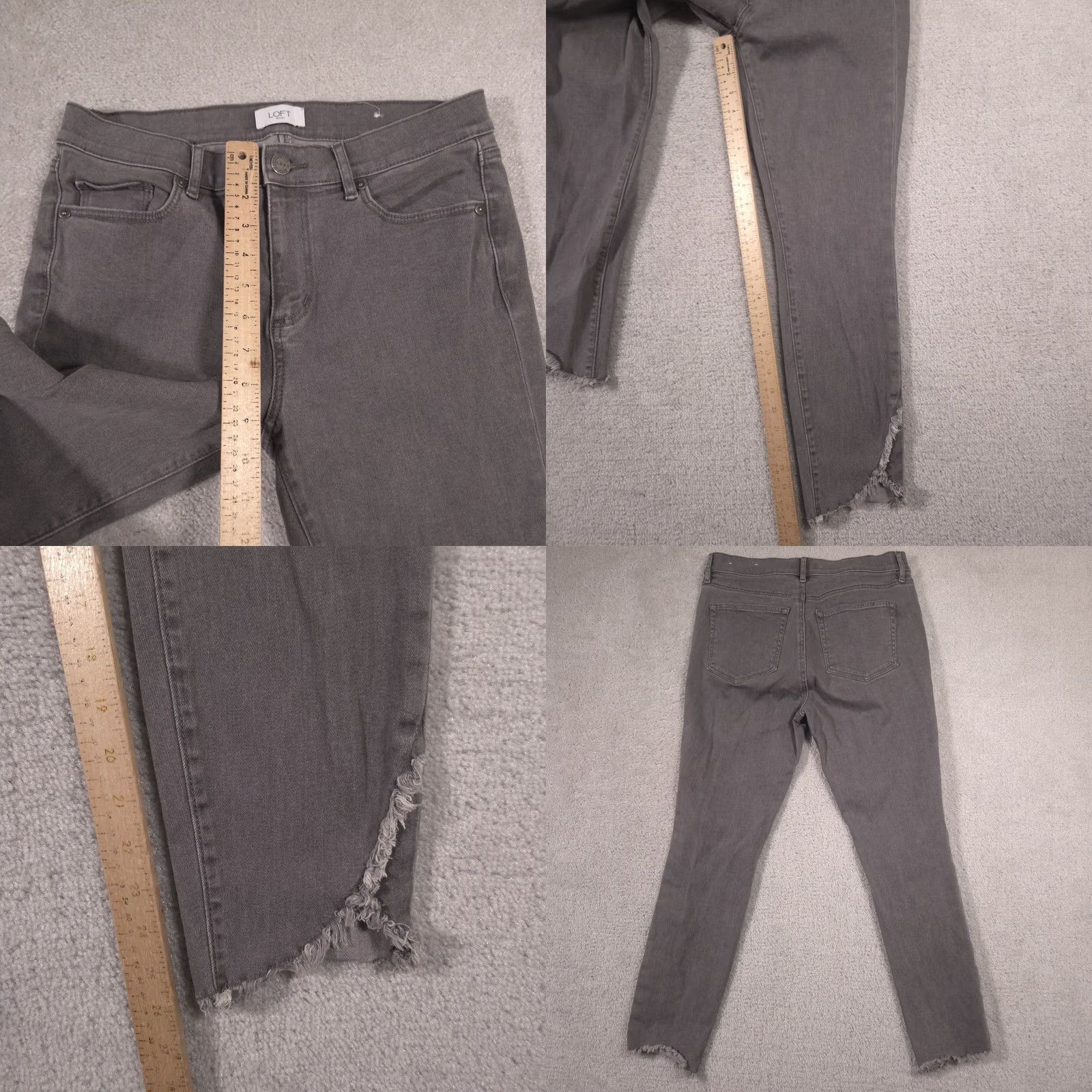 Loft Ann Taylor LOFT Jeans Womens size 6 Gray Modern Skinny Crop Denim Raw Hem Size 28" / US 6 / IT 42 - 8 Thumbnail