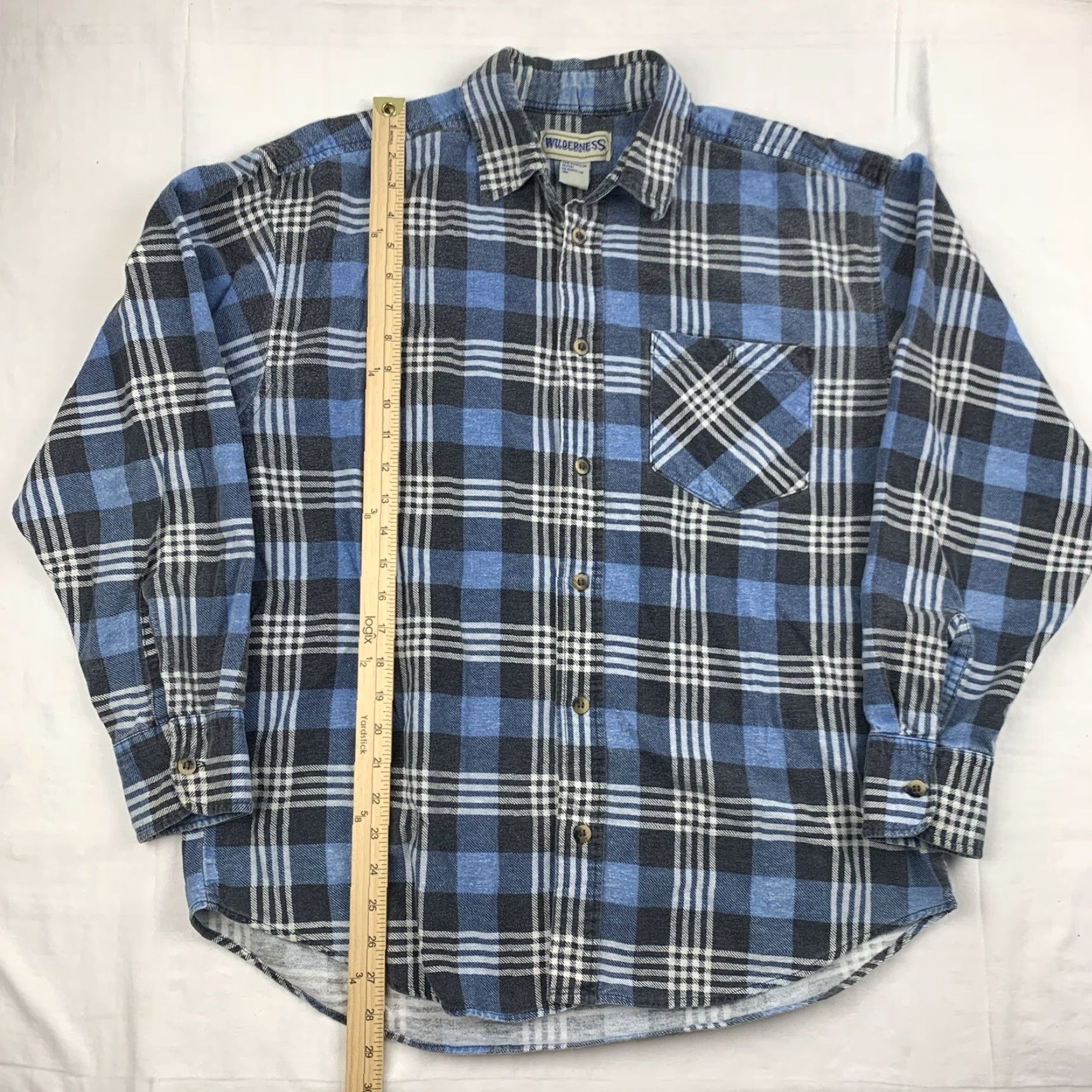 Vintage Vintage Wilderness Button Down Flannel Shirt Adult Large Blue Plaid 90s Outdoors Size US L / EU 52-54 / 3 - 4 Thumbnail