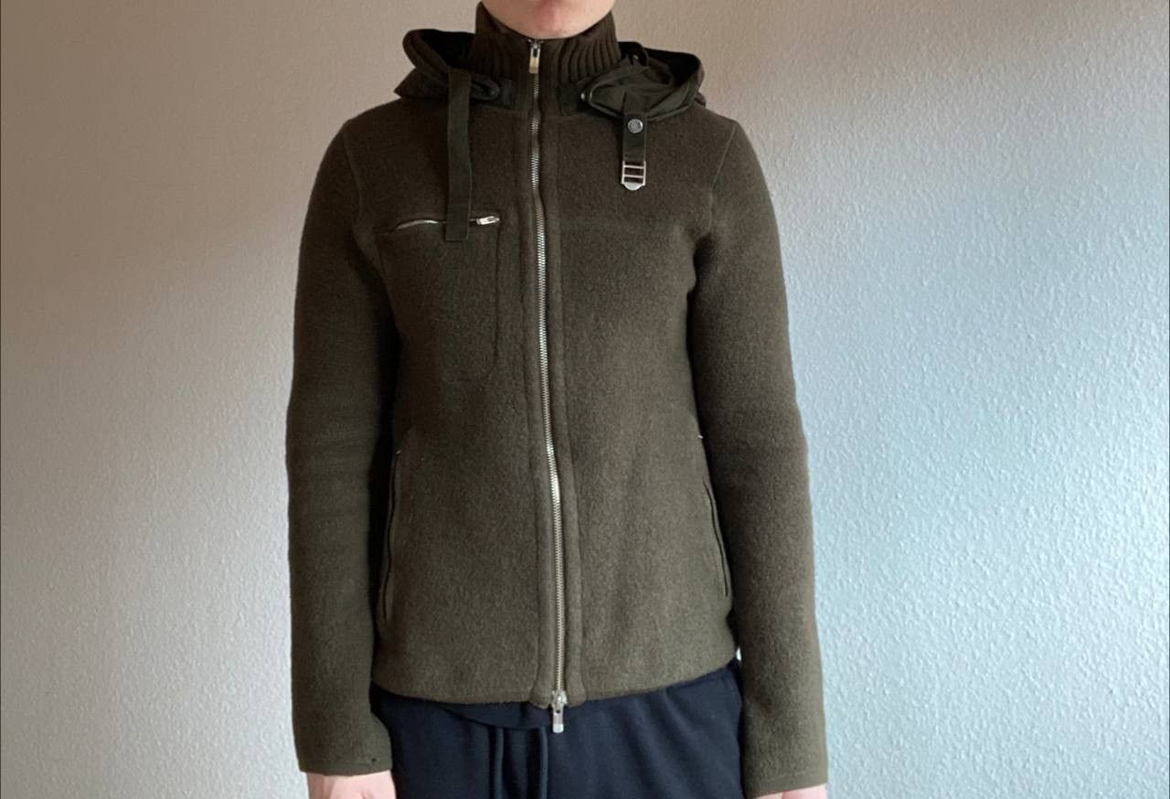 image of C P Company x Massimo Osti Cp Company Very Vintage Wool Hoodie in Green, Men's (Size Medium)