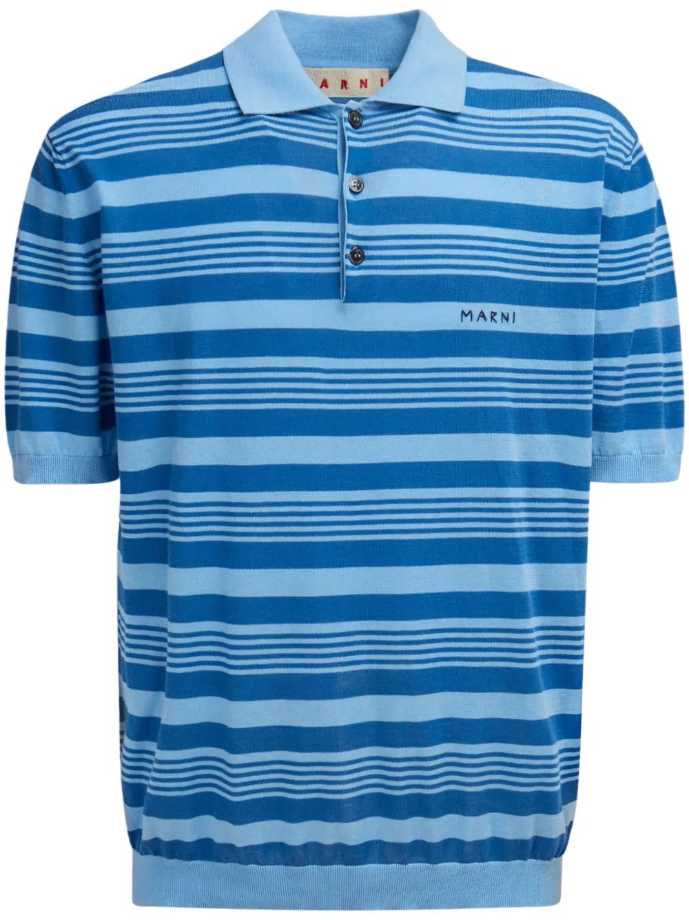 o1w1db11125 Mixed Stripe Polo Shirt in Blue