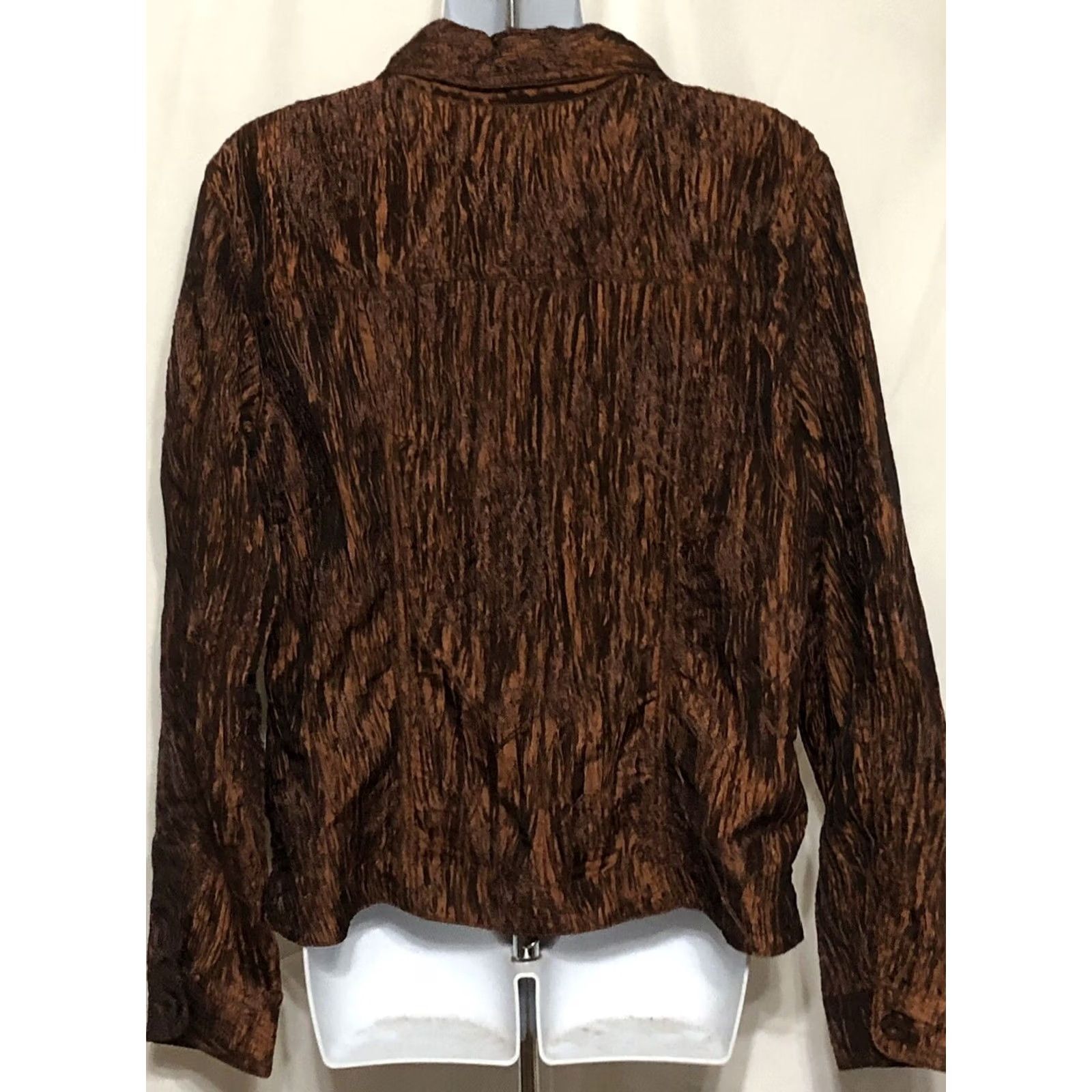 Coldwater Creek Coldwater Creek Shacket Ruched Satin Top M Brown Button pockets Cottage Boho Size M / US 6-8 / IT 42-44 - 3 Thumbnail