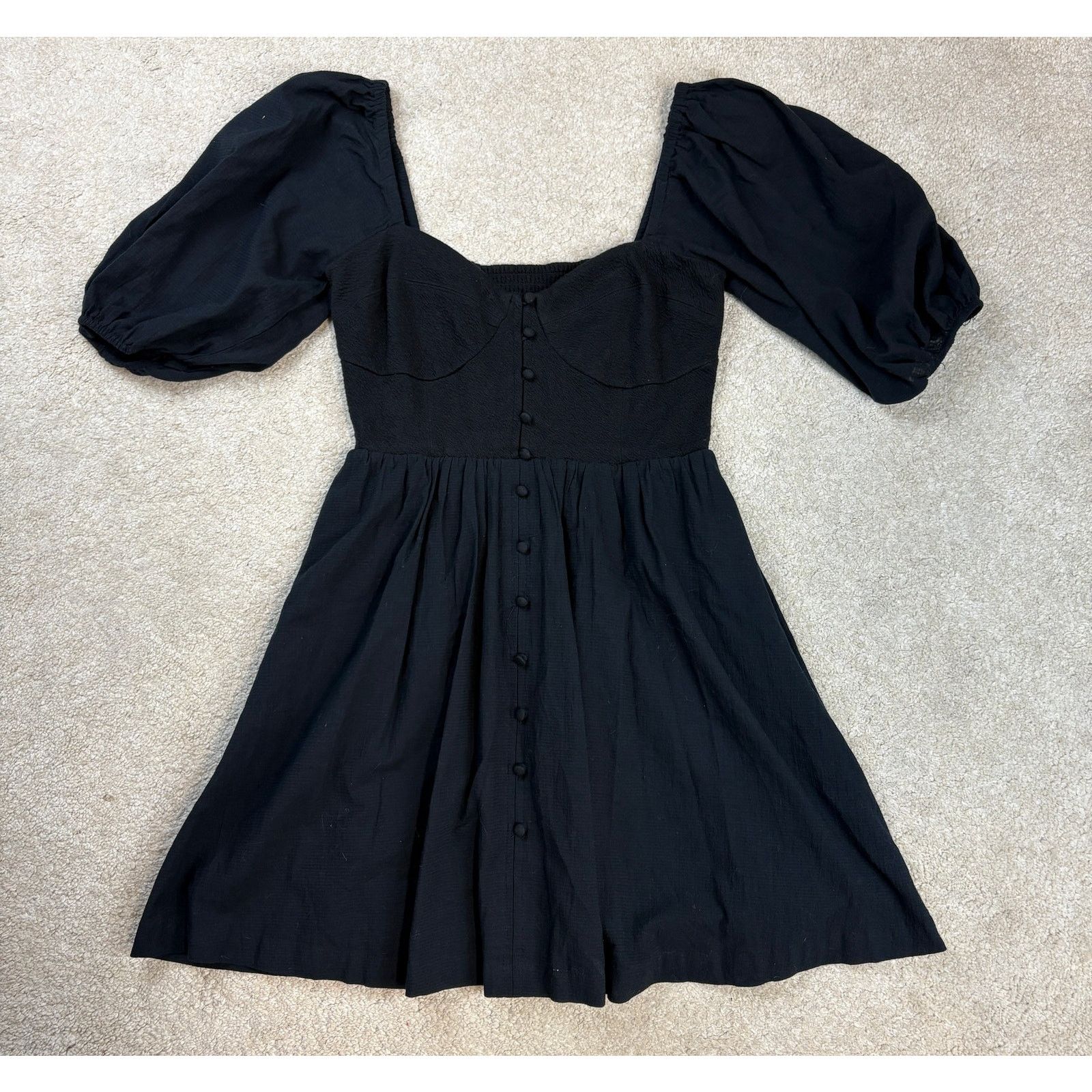 Anthropologie Anthropologie Maeve Puff-Sleeved Sweetheart Mini Dress S Size S / US 4 / IT 40 - 1 Thumbnail