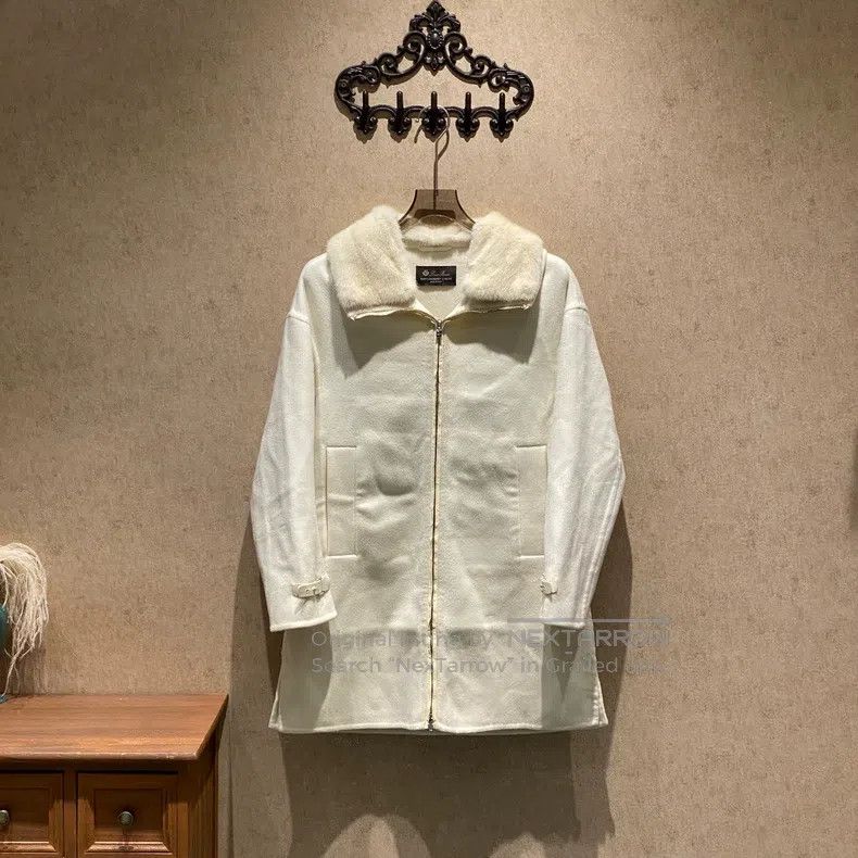Loro Piana Loro Piana White Mink Fur Collar Leather Cashmere Overcoat Size S / US 4 / IT 40 - 1 Thumbnail