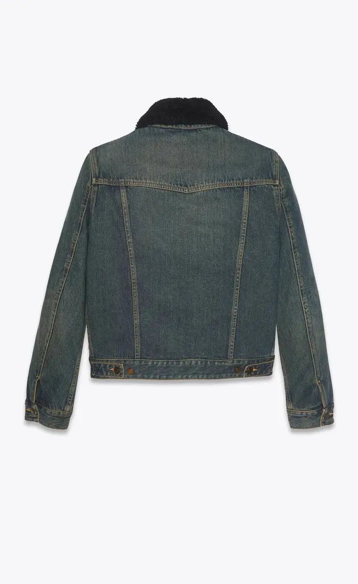 Saint Laurent Paris o1bcso1str1124 Jacket With Shearling in Dark Dirty in Blue Size US XXL / EU 58 / 5 - 3 Thumbnail