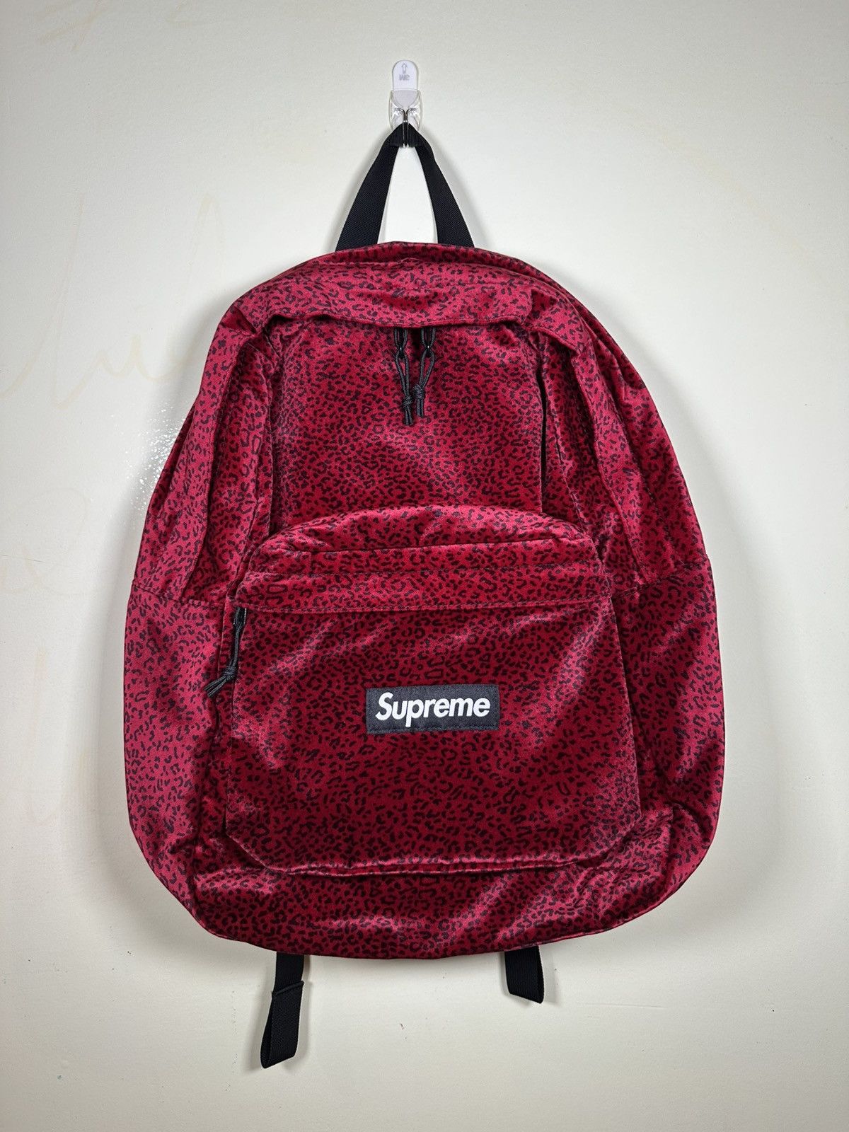 Supreme Supreme red velvet leopard print backpack | Grailed