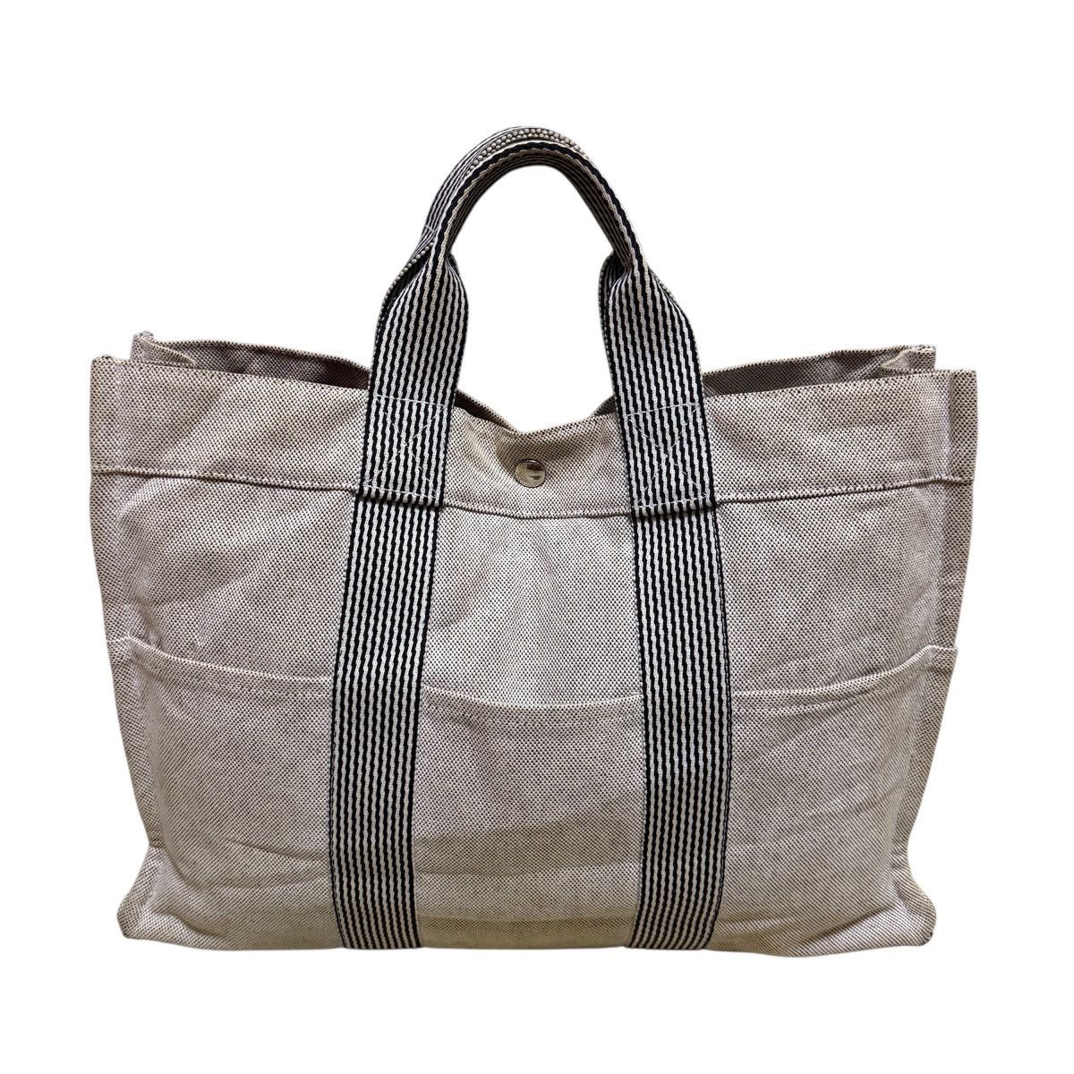 Hermes Vintage Luxury Hermes Tote Bag Herline Bag Grey Cavas Bag Size ONE SIZE - 2 Thumbnail