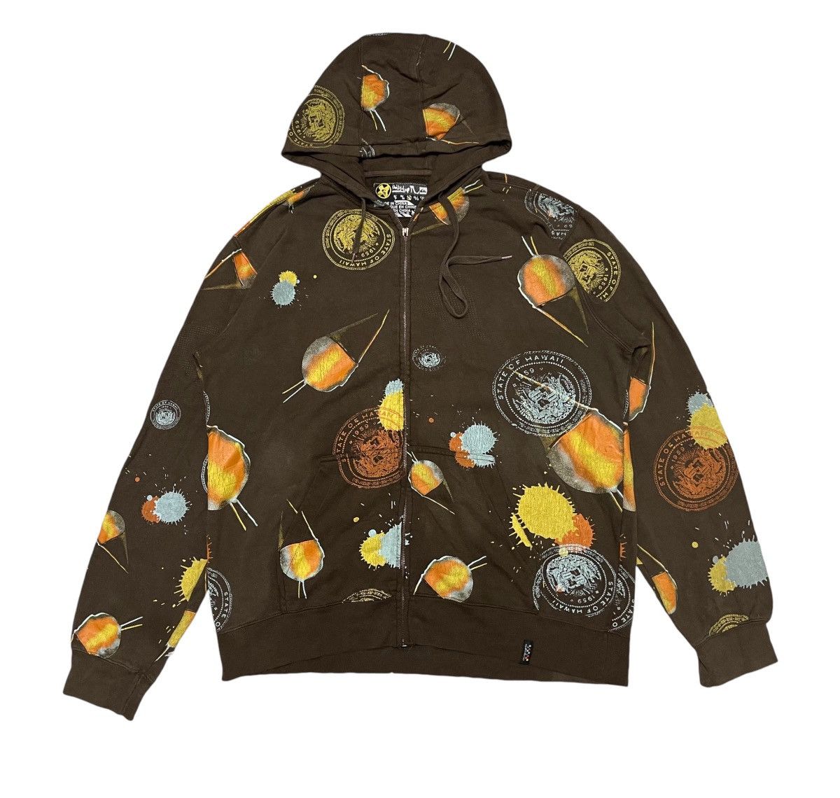 Quiksilver 2000s QUICKSILVER HAWAII ALL OVERPRINT HOODIE ZIPPER Size US L / EU 52-54 / 3 - 1 Thumbnail
