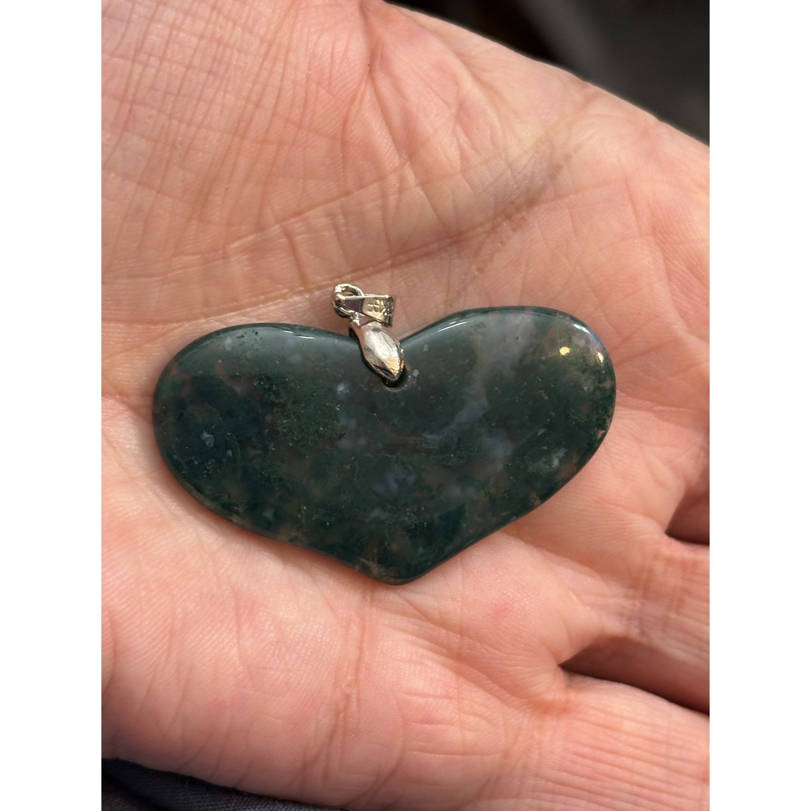 Other Large Moss Agate Heart Pendant with 18K Gold-Filled Bail Size ONE SIZE - 1 Thumbnail