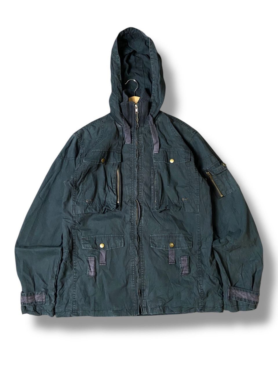 Japanese Brand × Seditionaries × Vintage Ark Blue Brand Utility Pockets Hooded Jacket (120) Size US M / EU 48-50 / 2 - 1 Thumbnail