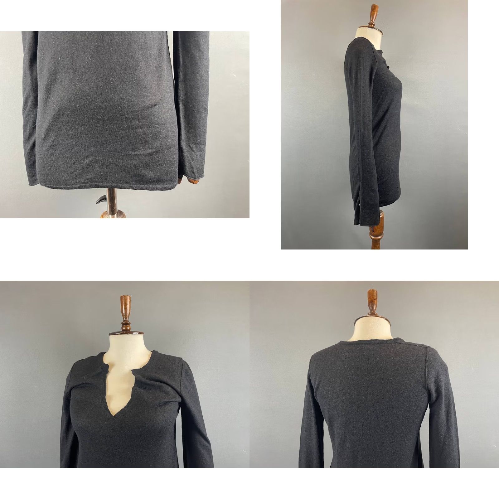 Zadig & Voltaire Zadig & Voltaire Women Top S Black Cashmere Long Sleeve Notch Neck Shirt Regular Size S / US 4 / IT 40 - 8 Thumbnail