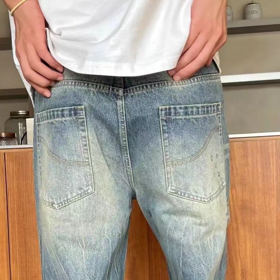 Japanese Brand × Jean Blue Washed Distressed Loose Straight Jeans Size US 32 / EU 48 - 4 Thumbnail