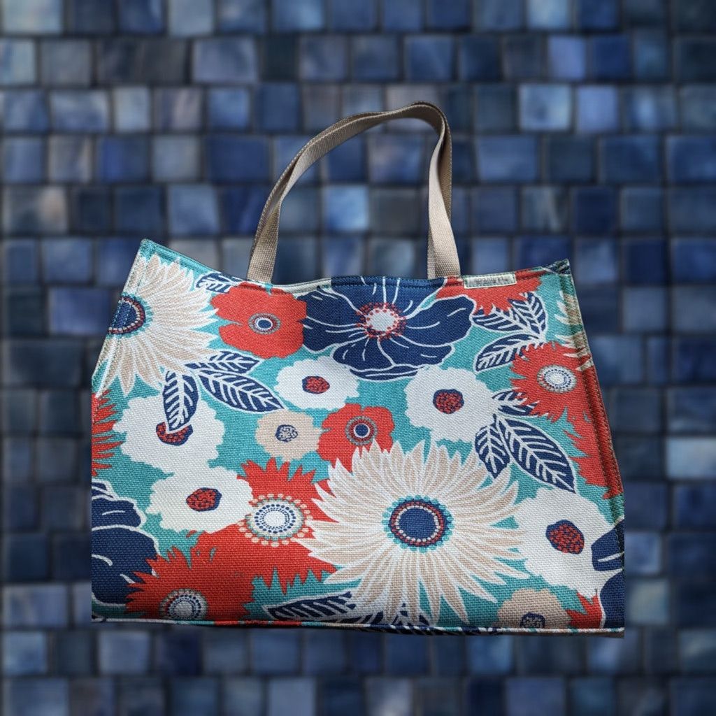 Market Spartina 449 Evelyn Canvas Market Tote Large Shoulder Bag Poppy Print Women Size ONE SIZE - 1 Thumbnail
