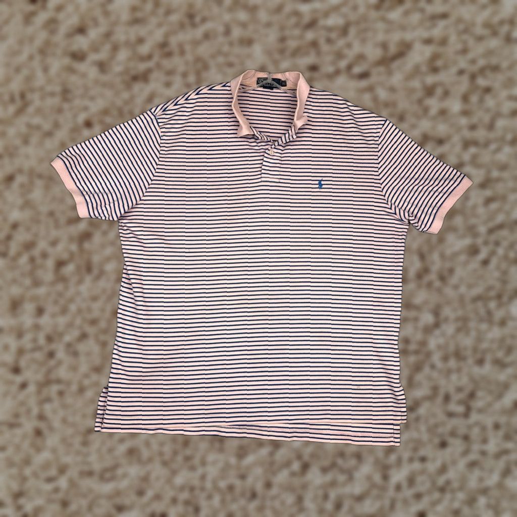 Ralph Lauren VINTAGE Polo Ralph Lauren Shirt Men XL Pink Stripe Cotton Polo Shirt Size US XL / EU 56 / 4 - 1 Thumbnail