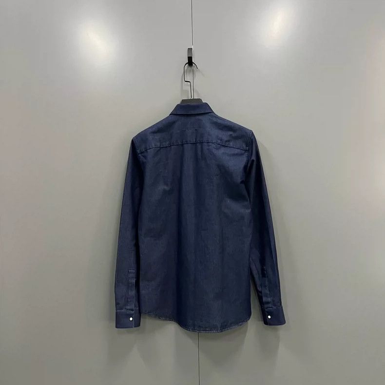 Givenchy Givenchy Size38 Navy Blue Mixed Long Sleeve Shirt Size US M / EU 48-50 / 2 - 2 Thumbnail