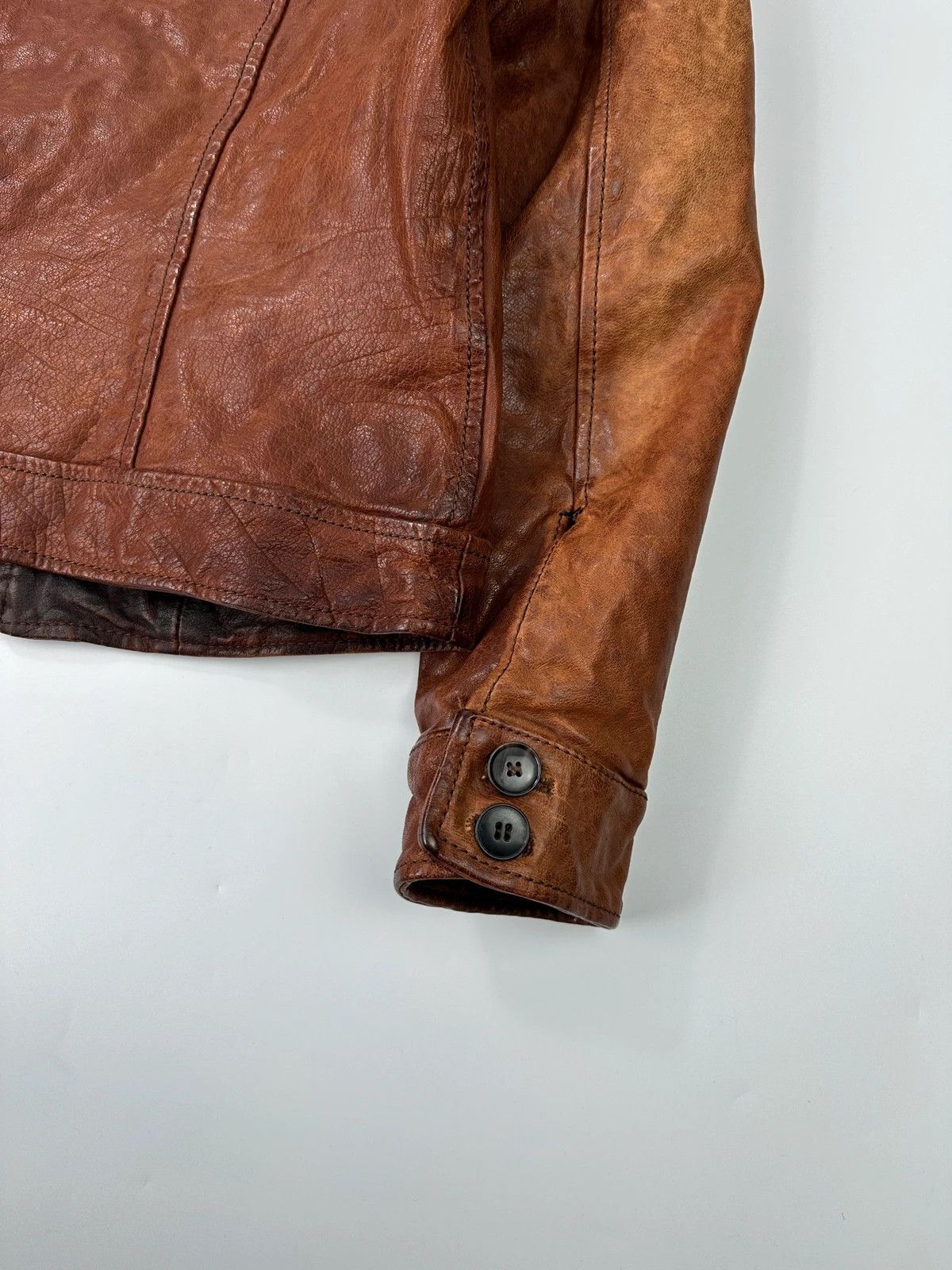Dolce & Gabbana Dolce Gabbana Brown Faded Chunky Wool Collar Leather Jacket Size US S / EU 44-46 / 1 - 8 Thumbnail