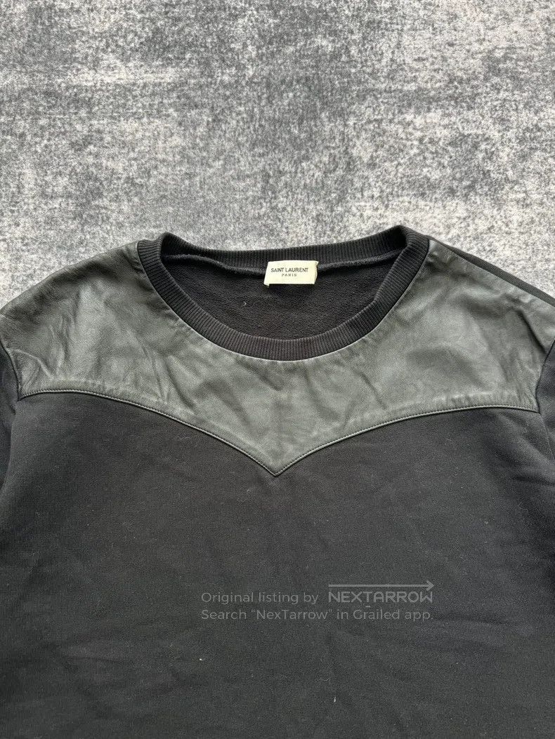 Saint Laurent Paris Saint Laurent Paris Patch Leather Sweatshirt Size US XL / EU 56 / 4 - 2 Thumbnail