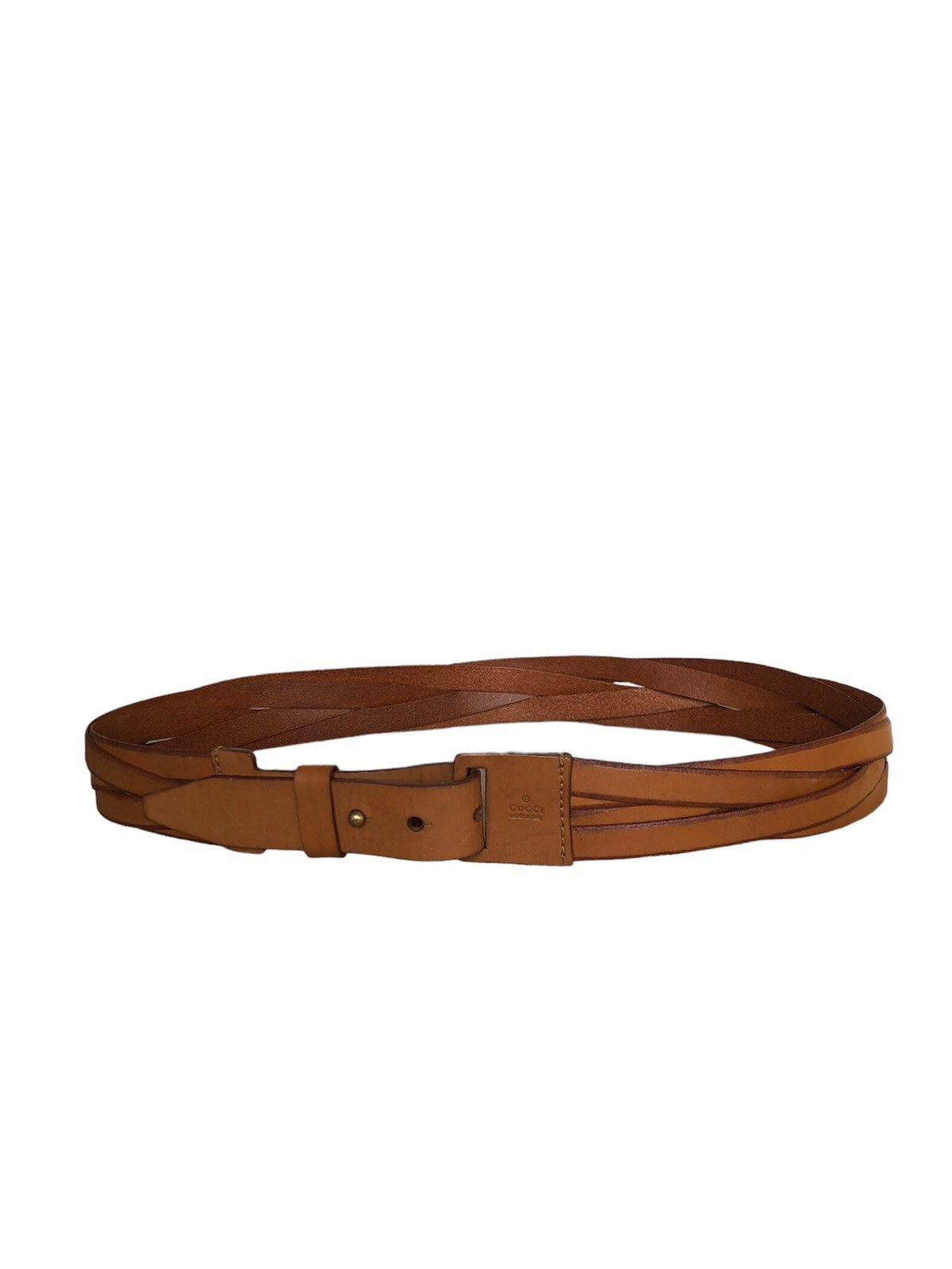 Vintage Gucci Camel Tanned Braided Leather Belt