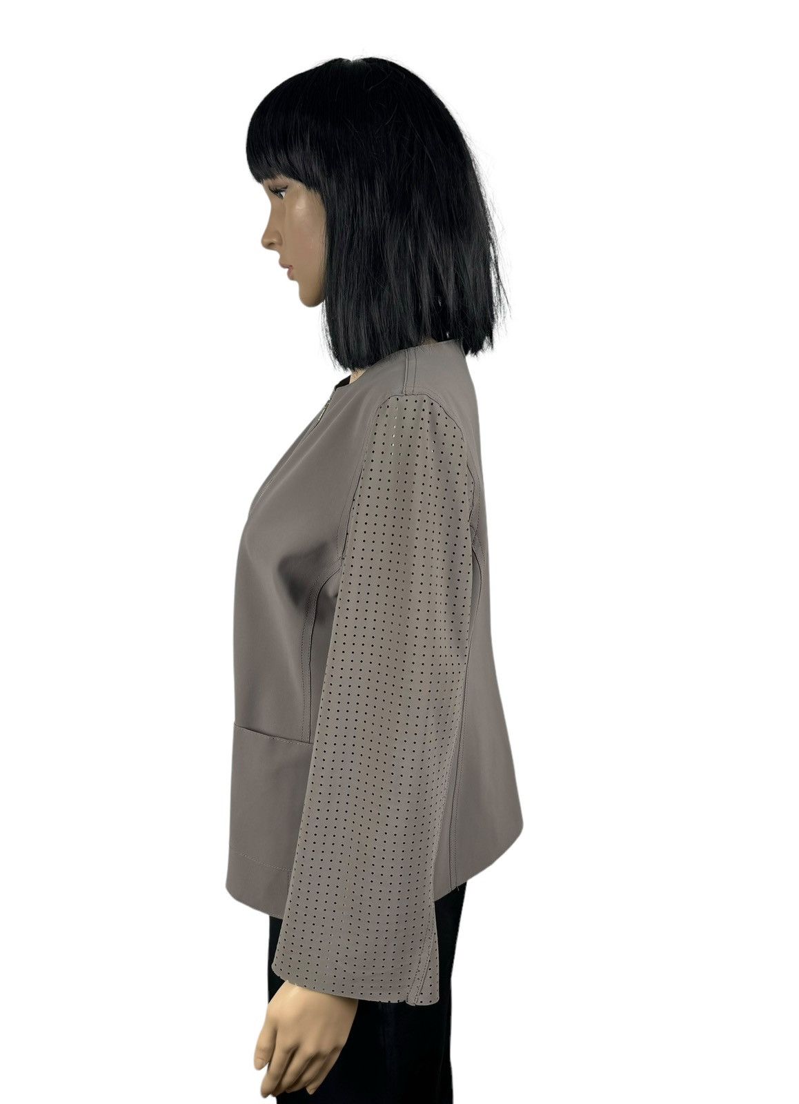 Herno HERNO Round Neck Zip Gray Jacket Perforated Size 46 Size L / US 10 / IT 46 - 8 Thumbnail