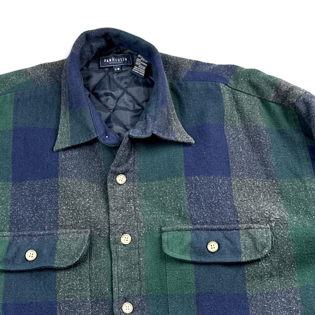Van Heusen VINTAGE Van Heusen Shirt Jacket Adult LARGE Green Plaid 90s Barn Coat Jacket Men Size US L / EU 52-54 / 3 - 2 Thumbnail