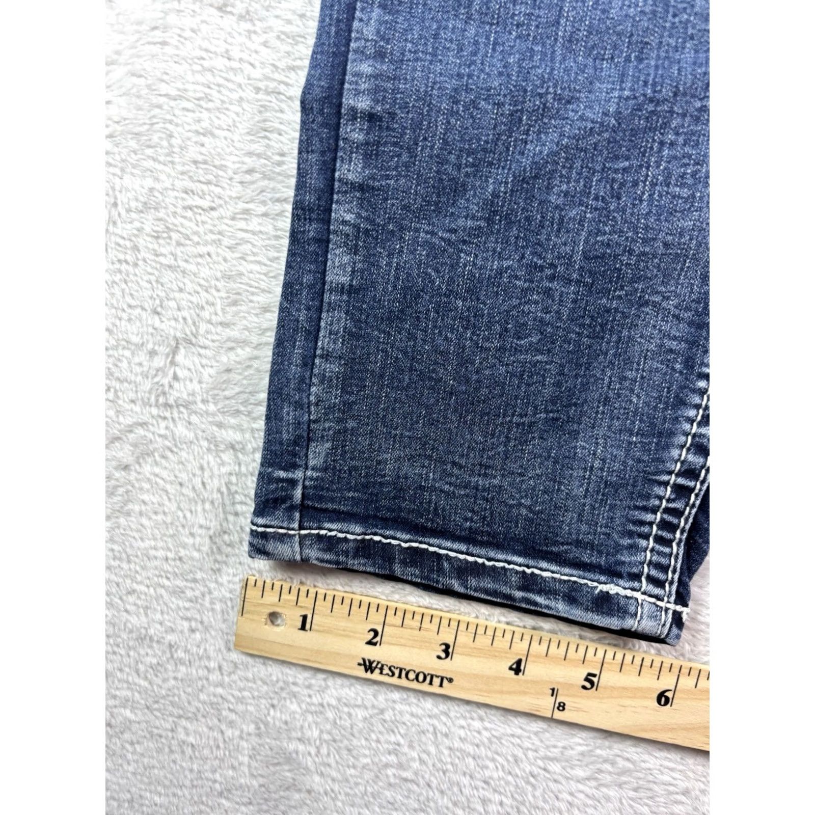 Vintage Love Indigo Premium Women's Jeans Dark Wash Embroidered Size 16W Cropped Slim Flying Denim Cotton Blend Regular Stretch Jeans Women Size 38" / US 16 / IT 52 - 5 Thumbnail
