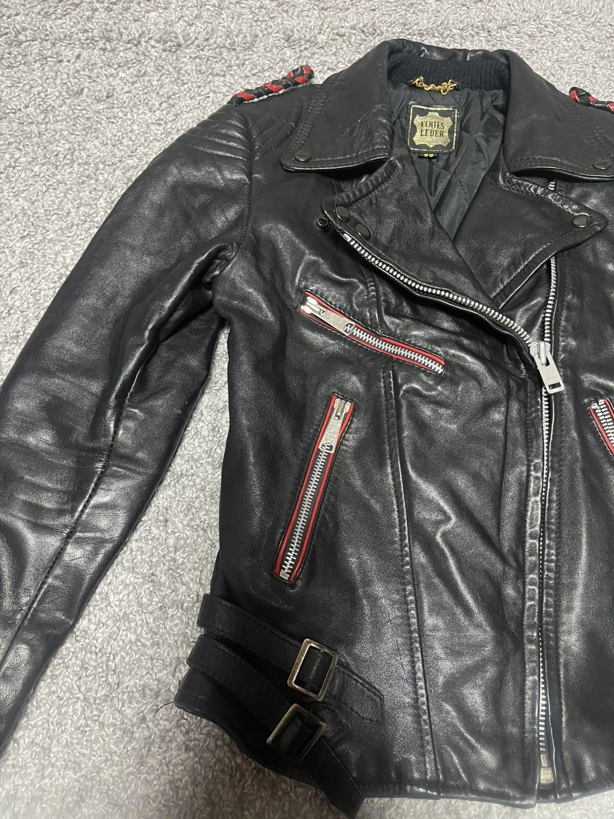 Vintage ECHTES LEDER VINTAGE BIKER LEATHER JACKET SIZE 38 Size XS / US 0-2 / IT 36-38 - 5 Thumbnail