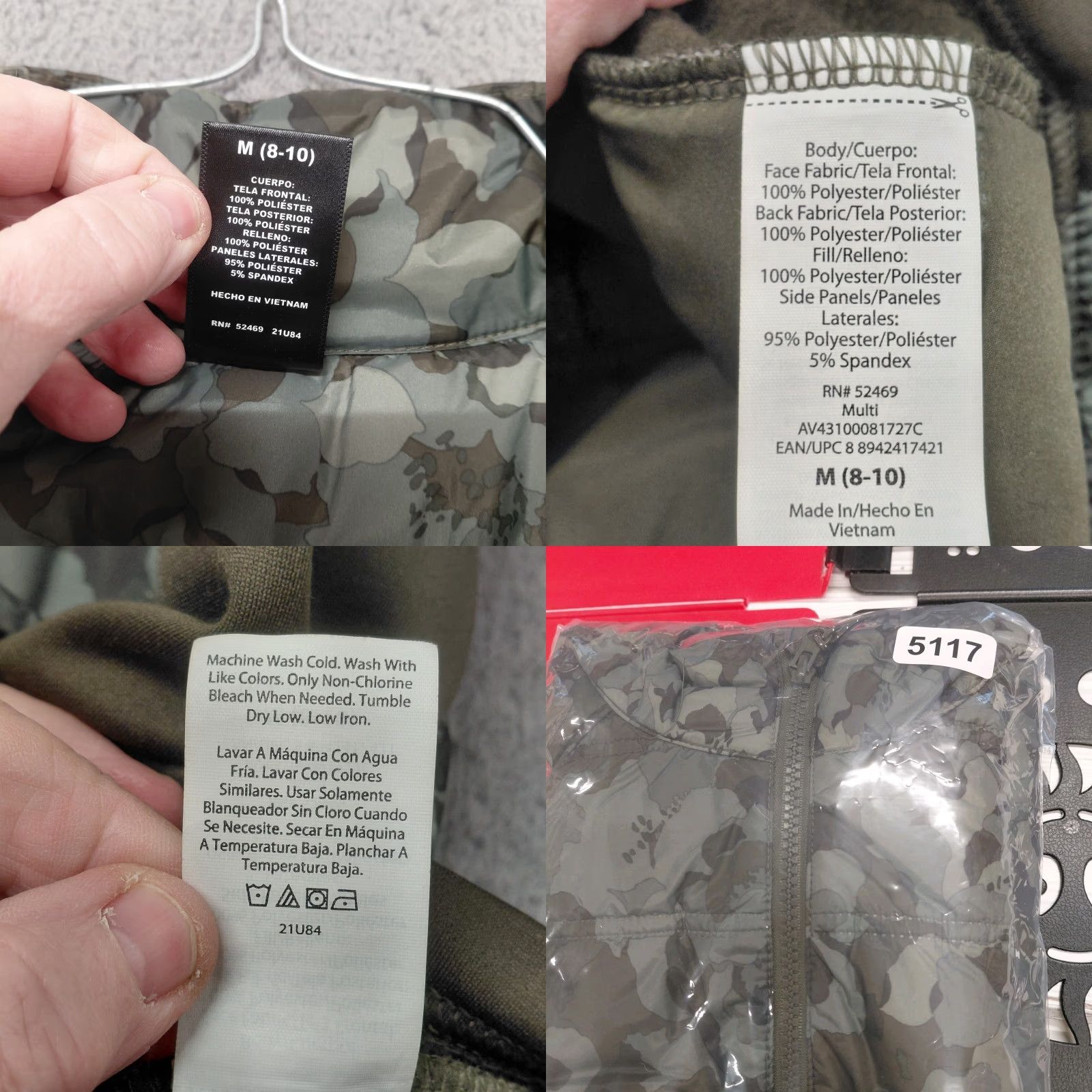 Avia Avia Vest Womens Size Medium(8/10) Zipper Hunting Green Camo Camouflage Quilted Size M / US 6-8 / IT 42-44 - 9 Thumbnail