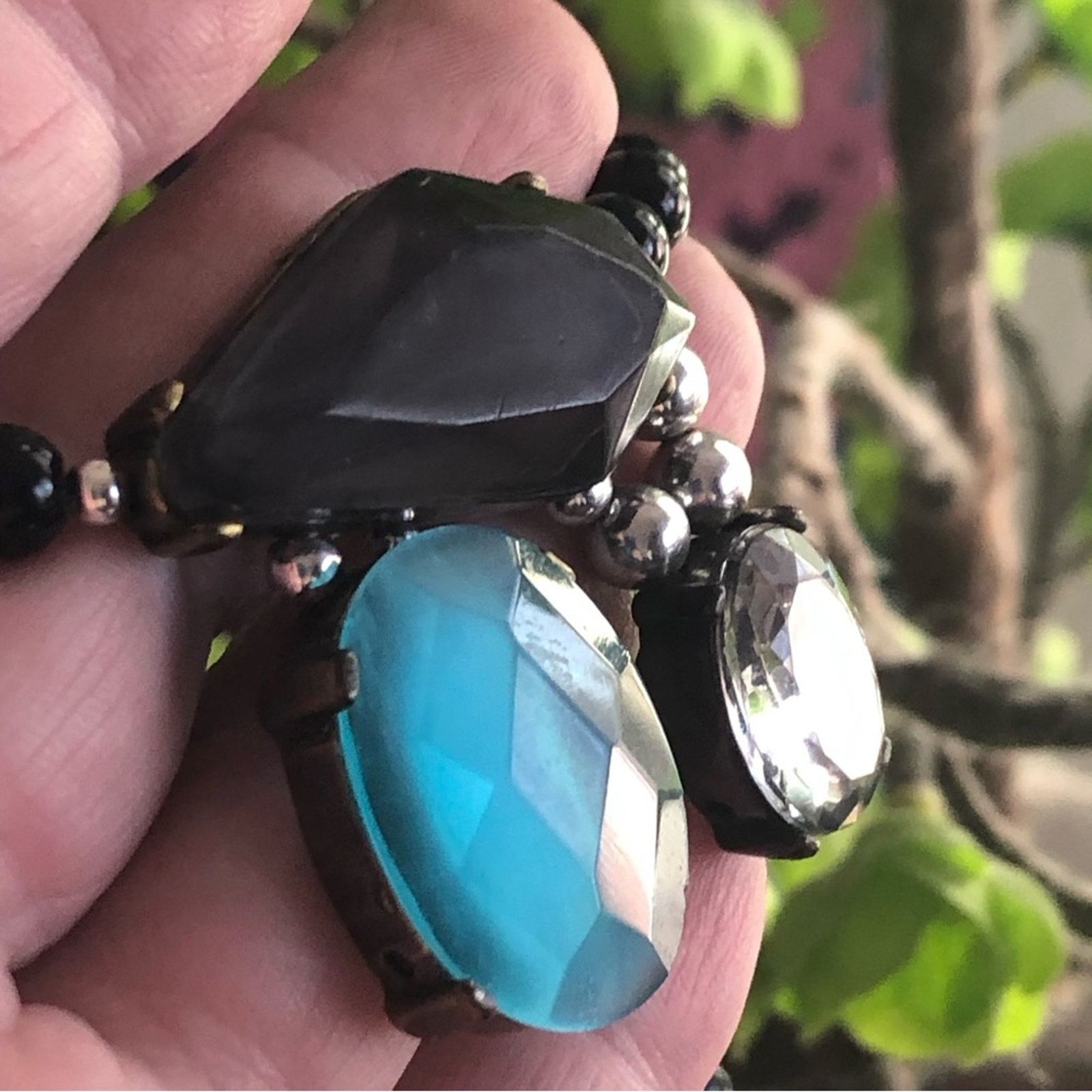 Handmade Handcrafted repurpose faceted stone Pearl necklace Size ONE SIZE - 10 Thumbnail