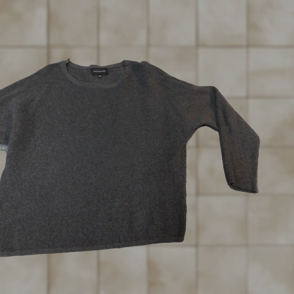 Vintage Premise Womens Sweater L Gray Pullover Knit Stretch Rib Knit Solid Long Sleeve Crew Neck Regular Fall Winter Spring Active Size L / US 10 / IT 46 - 1 Thumbnail