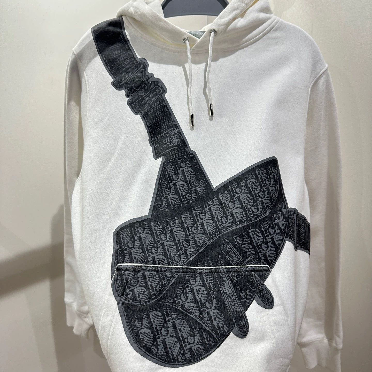Dior White Hoodie with Black Graphic Crossbody Design Size US XXS / EU 40 - 6 Thumbnail